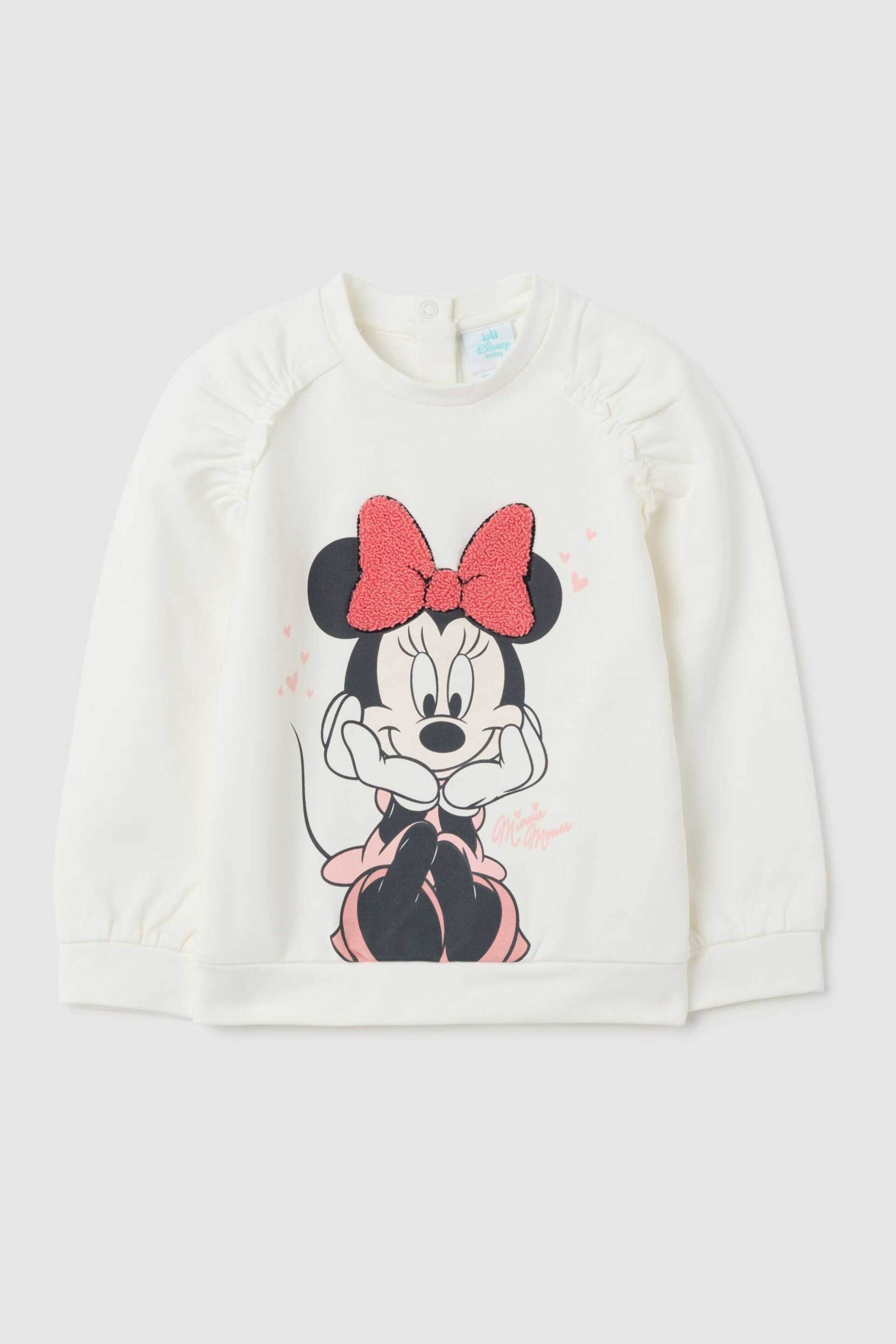OVS KIDS OVS βρεφική μπλούζα φούτερ με σούρες και Minnie Mouse print Regular Fit - 002456854 Λευκό