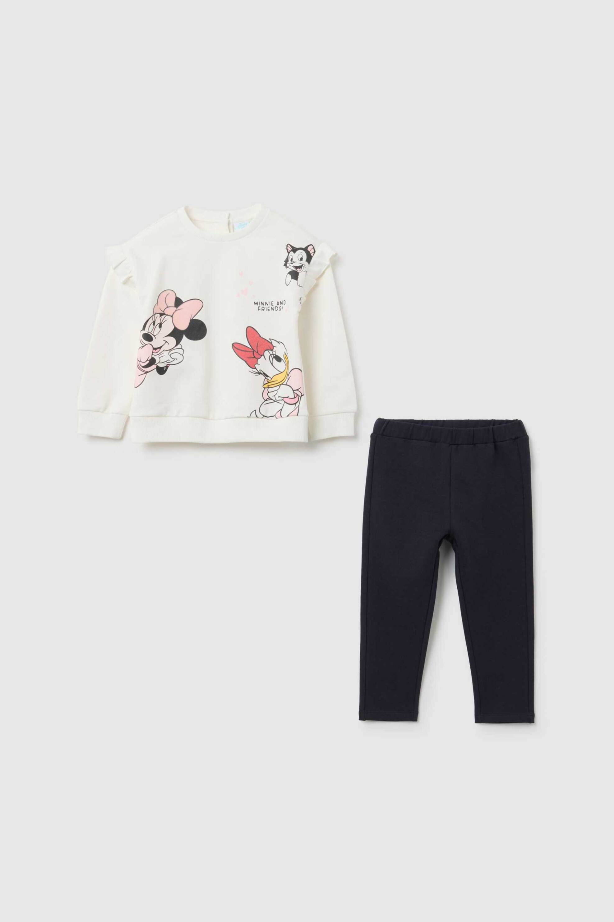 OVS KIDS OVS σετ βρεφική μπλούζα φούτερ με Minnie Mouse print και κολάν Regular Fit (2 τεμάχια) - 002456879 Λευκό