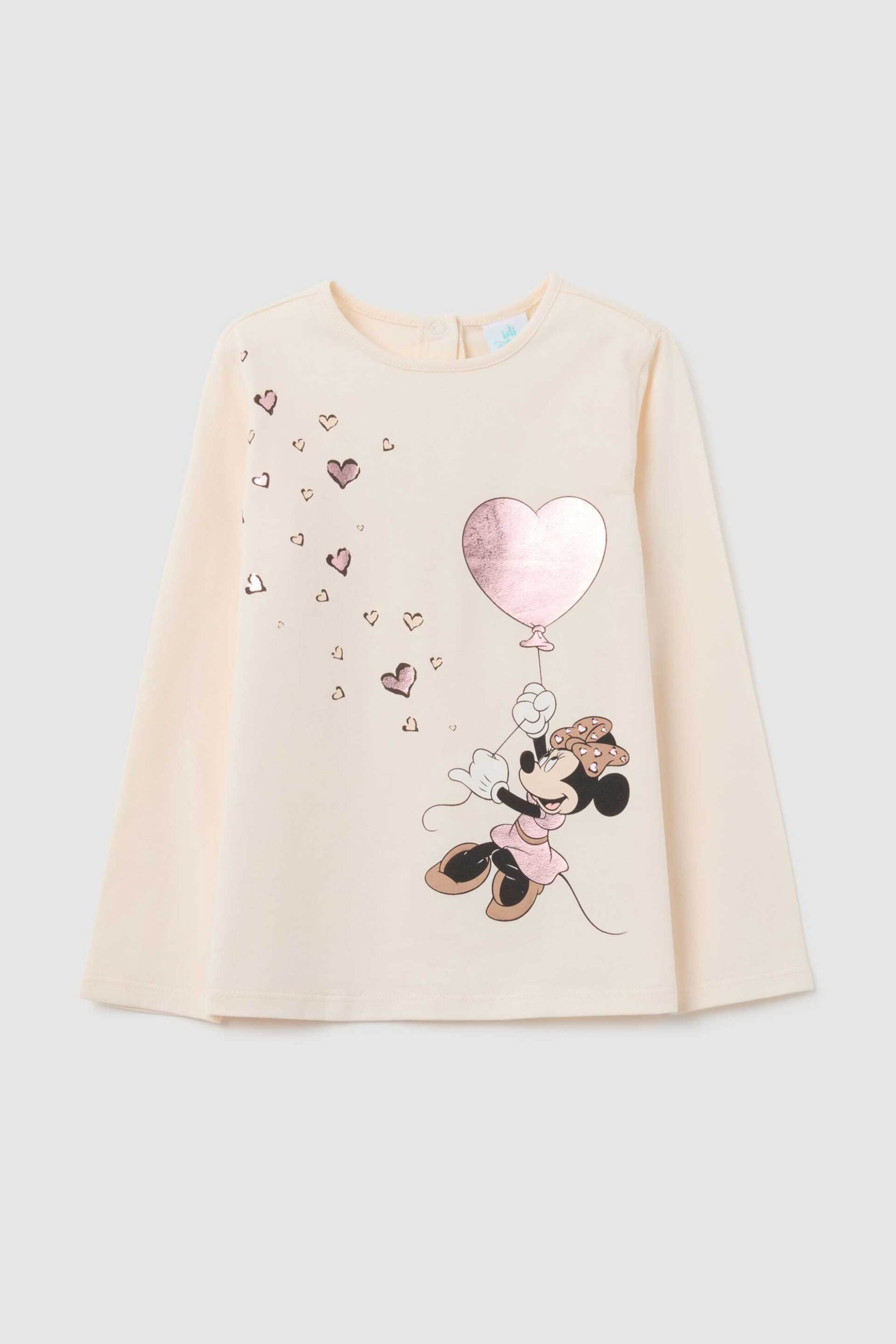 OVS βρεφική μακρυμάνικη μπλούζα με Minnie Mouse print Regular Fit - 002456919 Κρέμ
