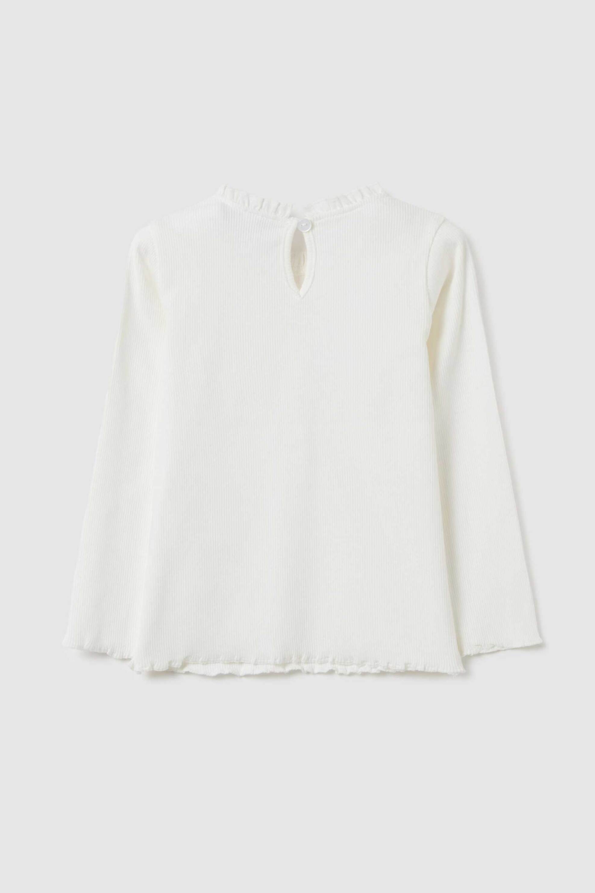 OVS βρεφική μακρυμάνικη μπλούζα μονόχρωμη ribbed Regular Fit - 002459850 Λευκό φωτογραφία
