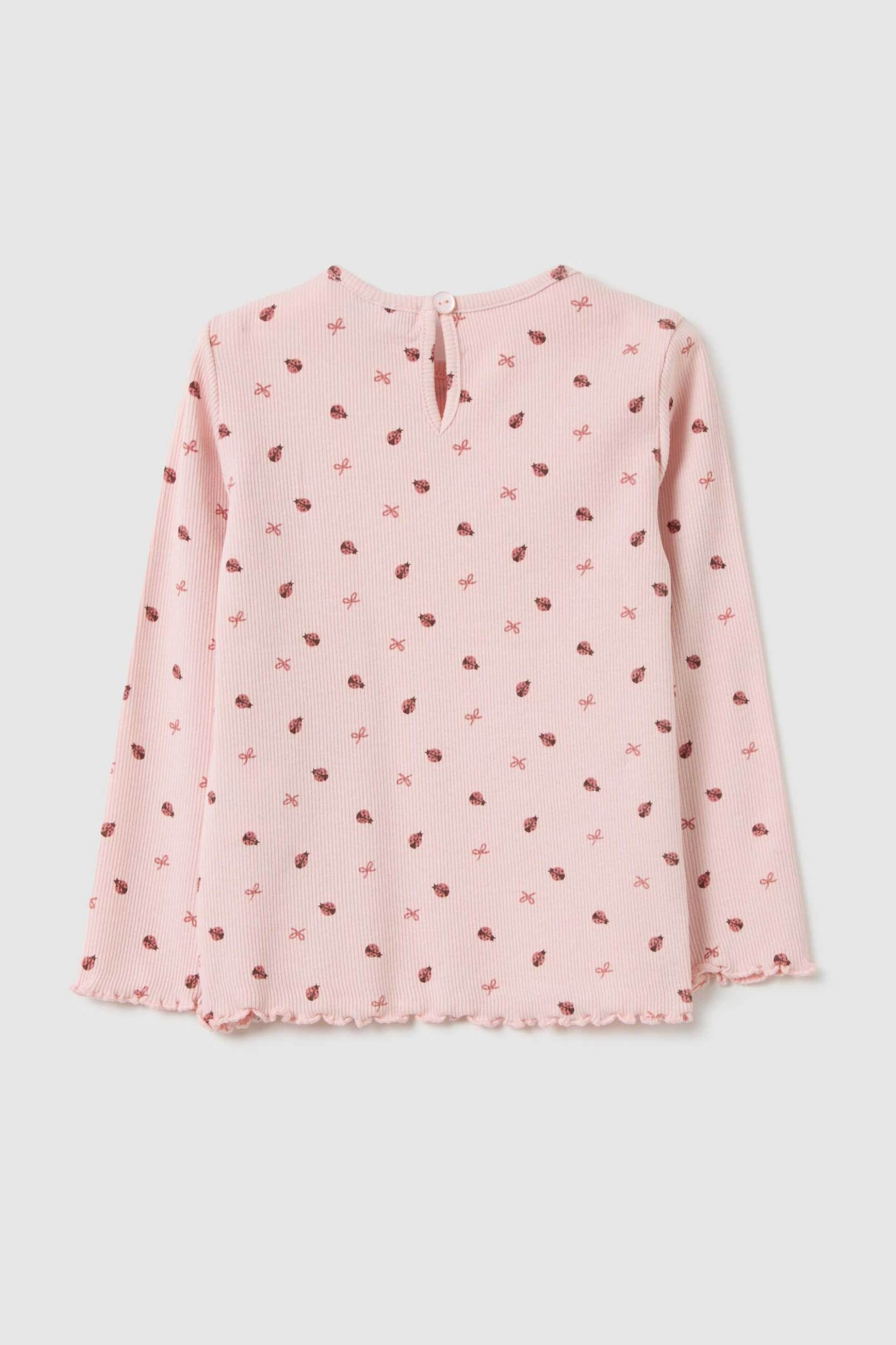 OVS βρεφική μακρυμάνικη μπλούζα ribbed με ladybird print Regular Fit - 002459870 Ροζ φωτογραφία