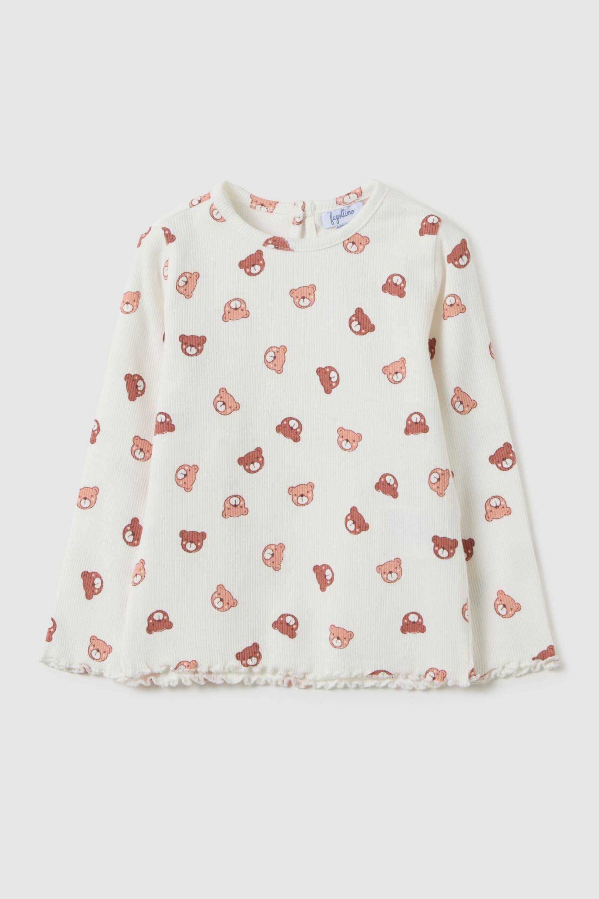 OVS βρεφική μακρυμάνικη μπλούζα ribbed με little bear print Regular Fit - 002459875 Λευκό