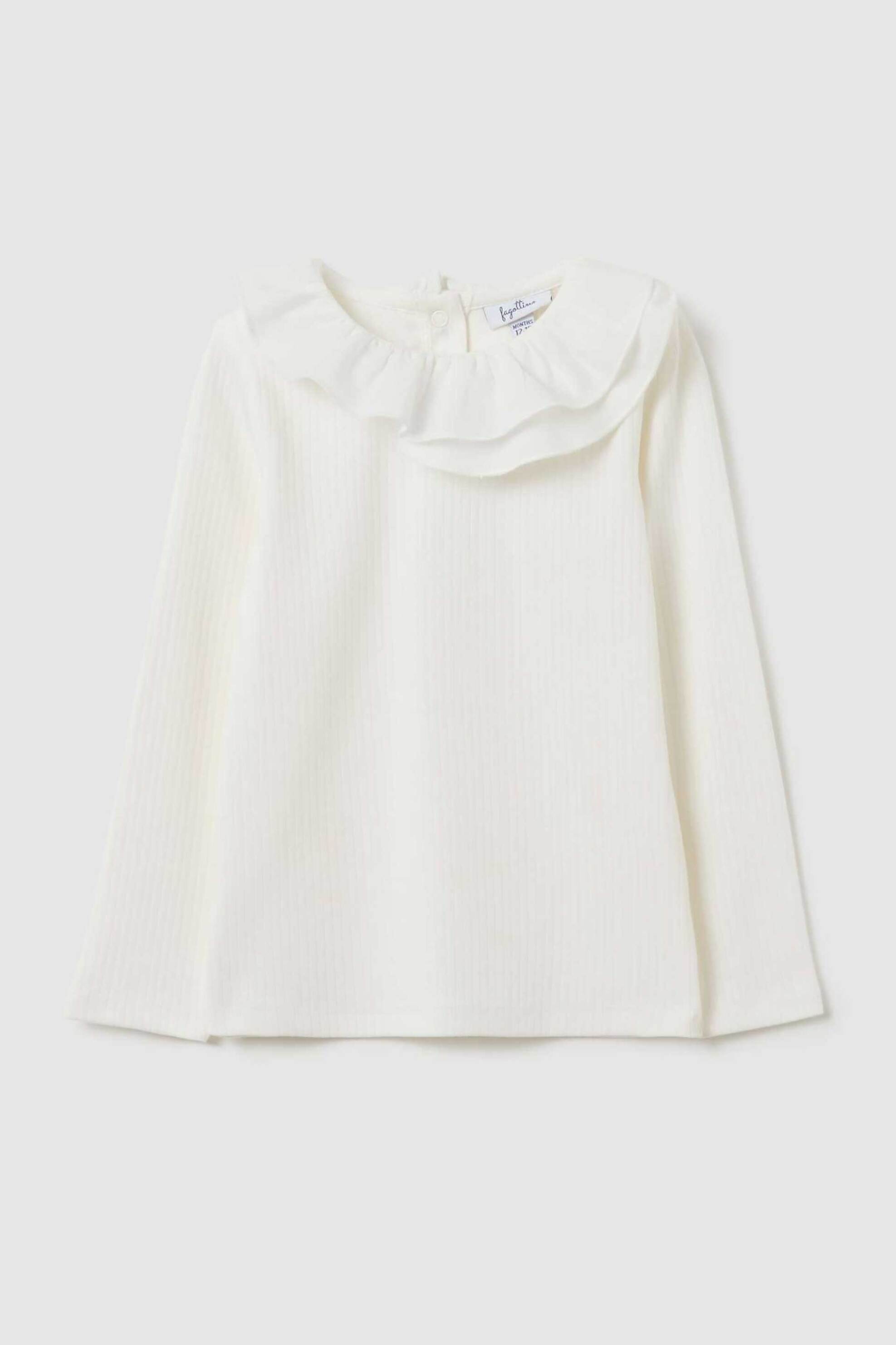 OVS βρεφική μακρυμάνικη μπλούζα με βολάν μονόχρωμη Regular Fit - 002468228 Λευκό