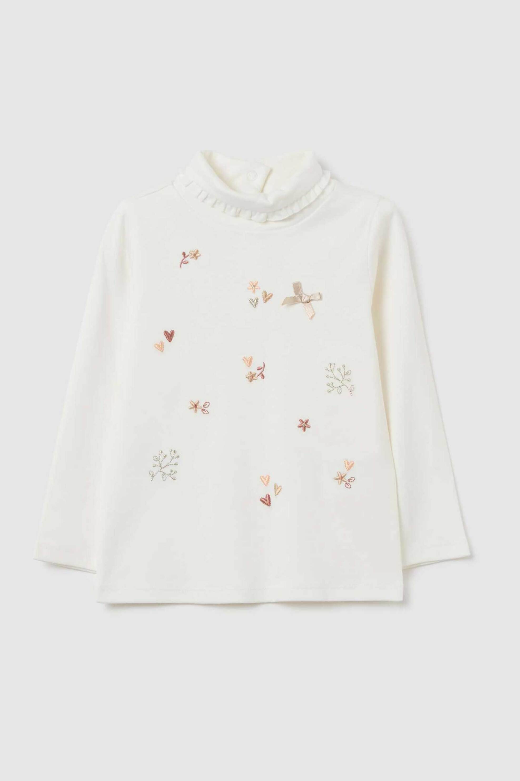 OVS βρεφική μακρυμάνικη μπλούζα με βολάν all-over print Regular Fit - 002478445 Λευκό