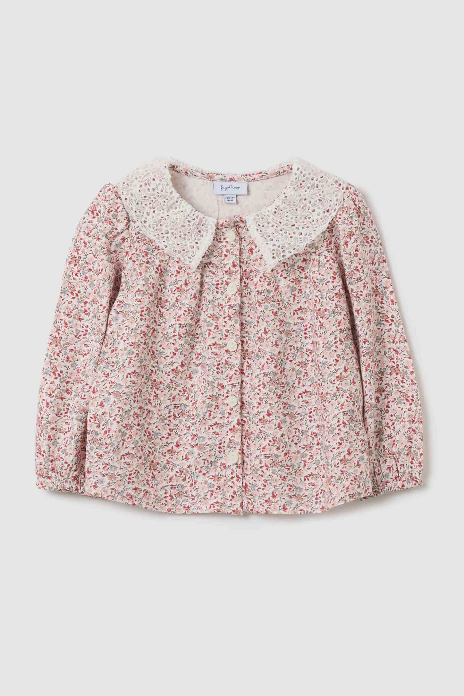 OVS KIDS OVS βρεφικό πουκάμισο βαμβακερό με all-over floral print και στρογγυλό γιακά - 002478471 Ροζ
