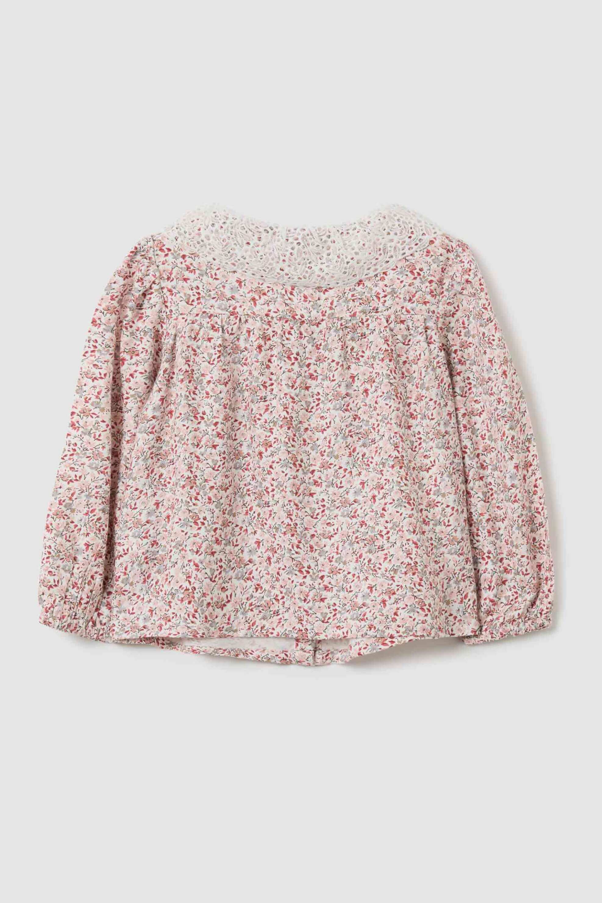 OVS βρεφικό πουκάμισο βαμβακερό με all-over floral print και στρογγυλό γιακά - 002478471 Ροζ φωτογραφία