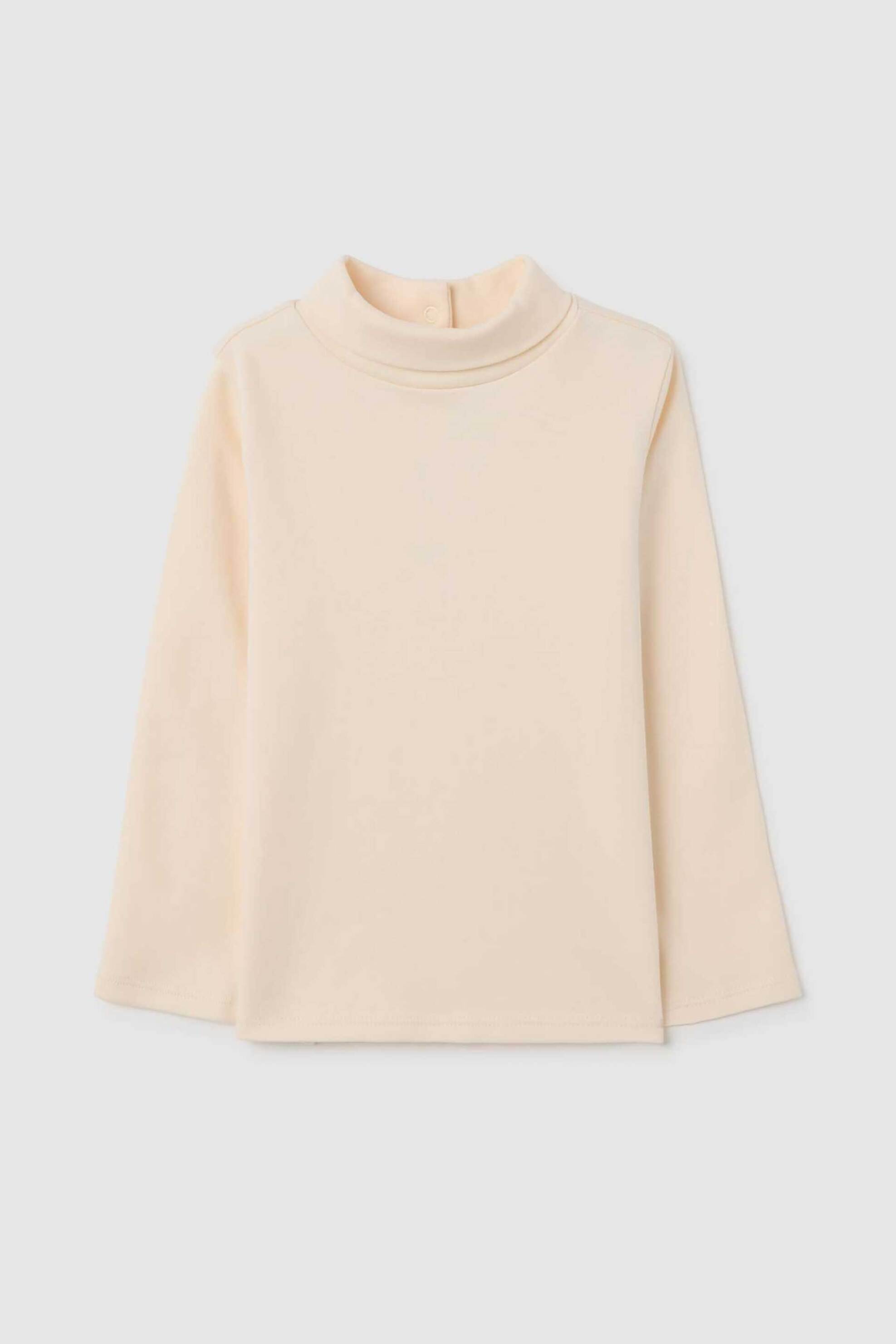 OVS βρεφική μακρυμάνικη μπλούζα μονόχρωμη Regular Fit - 002483672 Κρέμ