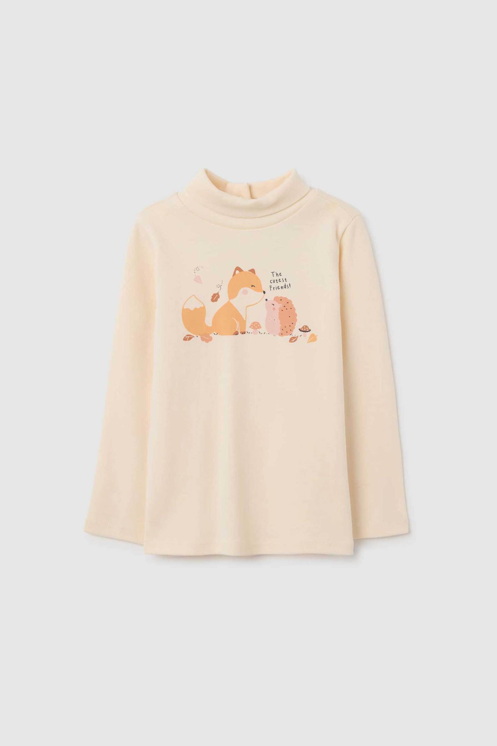 OVS βρεφική μακρυμάνικη μπλούζα με print Regular Fit - 002483642 Μπεζ