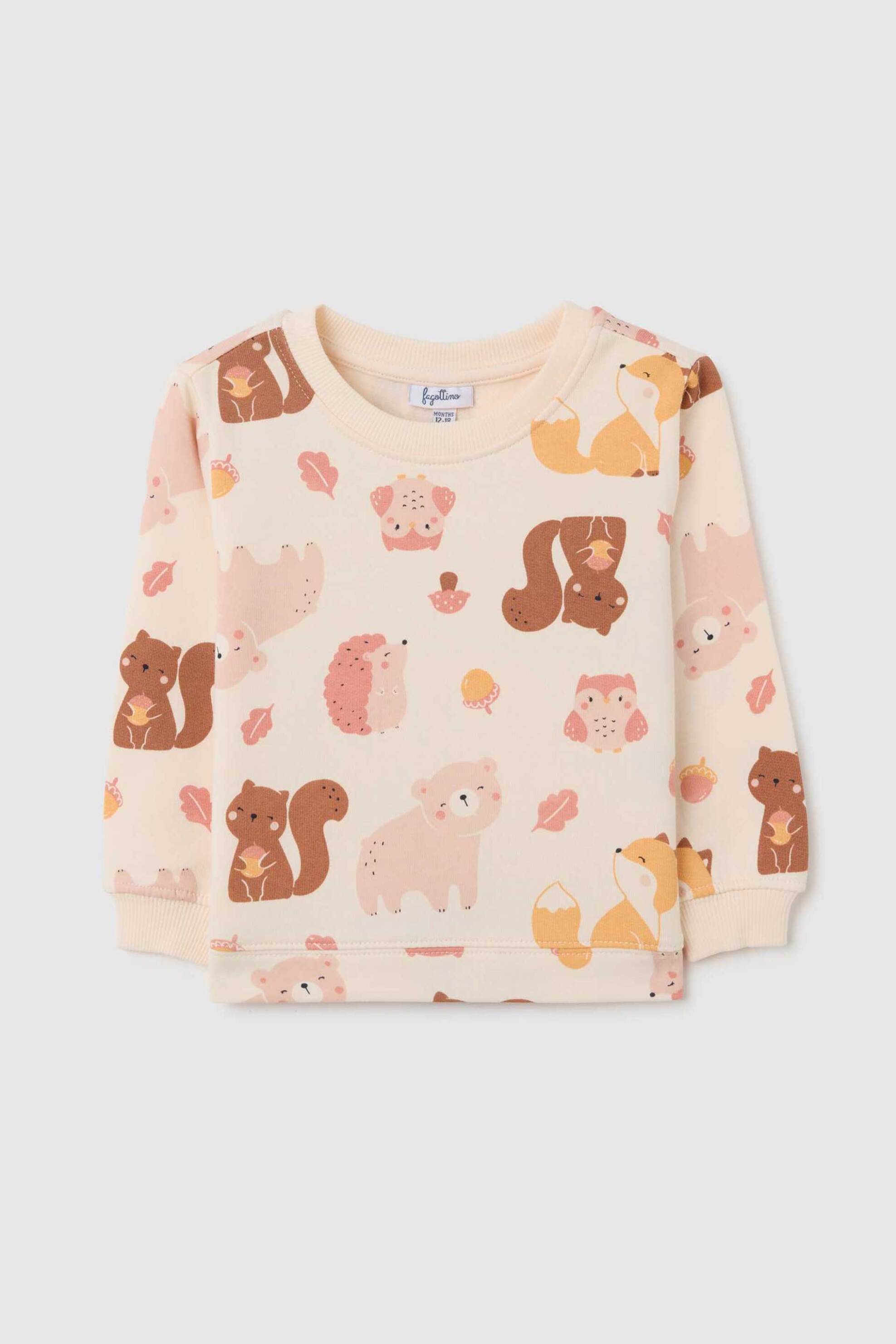 OVS βρεφική μπλούζα φούτερ και μοτίβο με ζώα Regular Fit - 002483695 Κρέμ