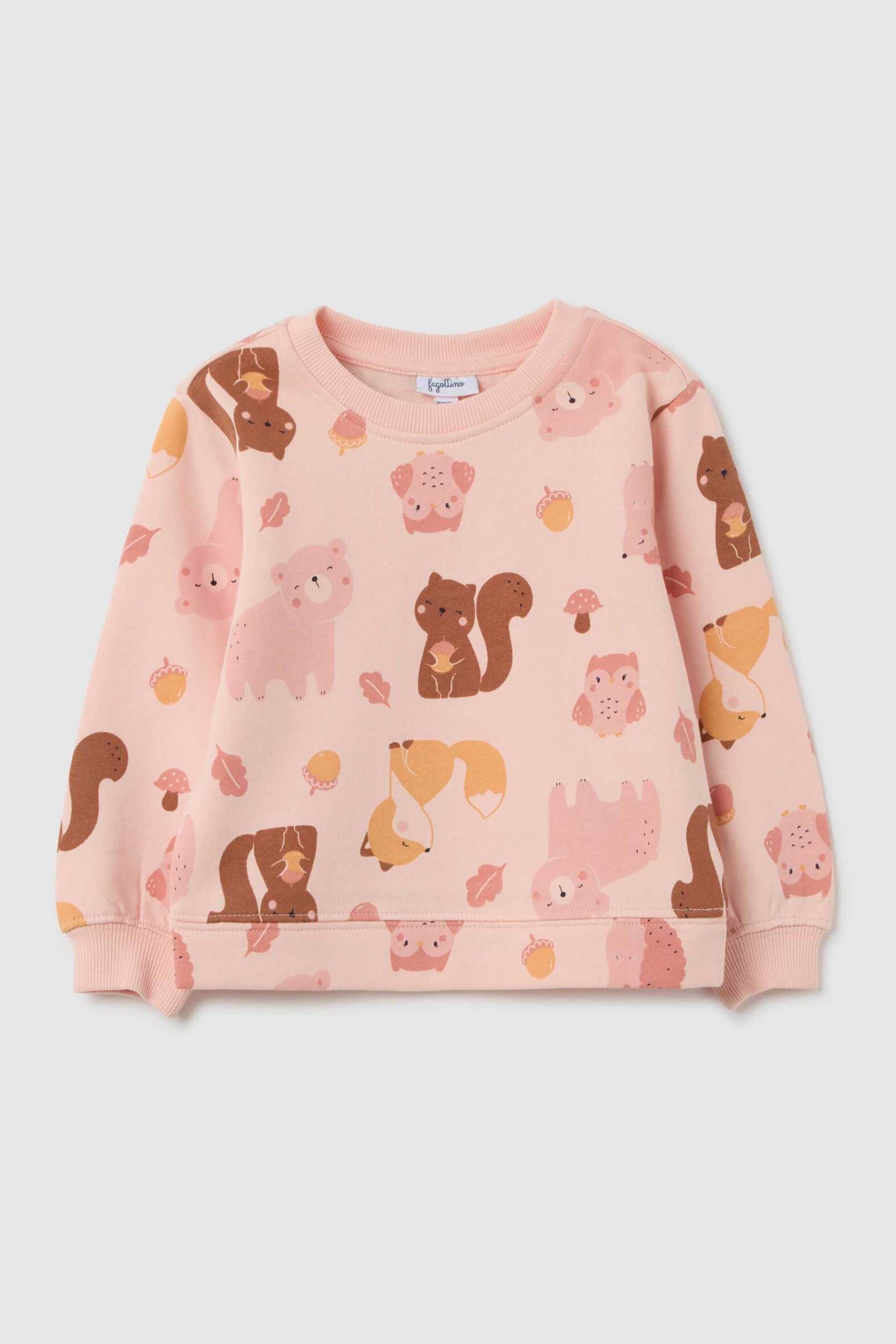 OVS βρεφική μπλούζα φούτερ και μοτίβο με ζώα Regular Fit - 002483700 Ροζ