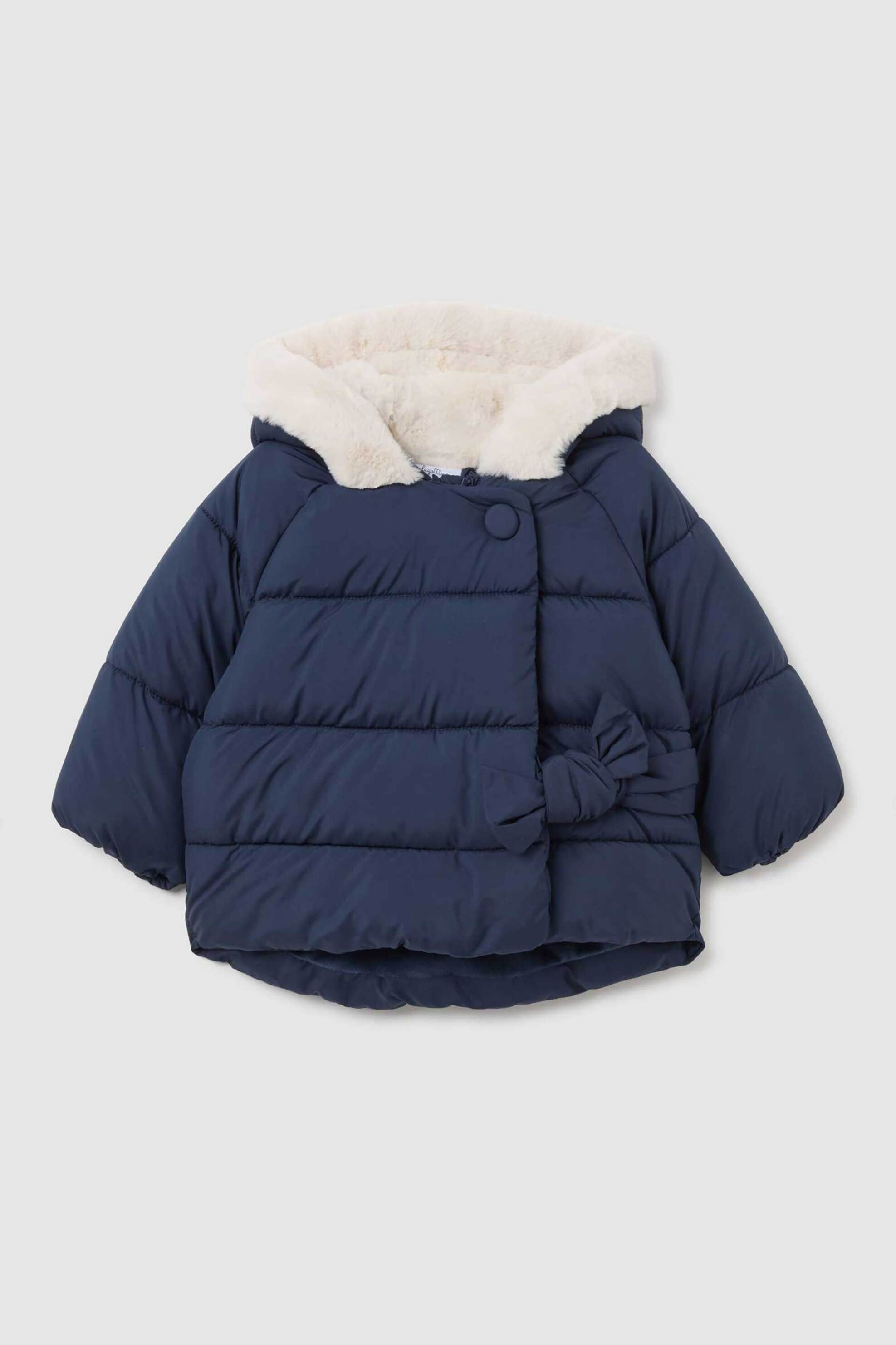 OVS βρεφικό μπουφάν καπιτονέ και κουκούλα με συνθετική γούνα Regular Fit - 002403154 Μπλε Σκούρο