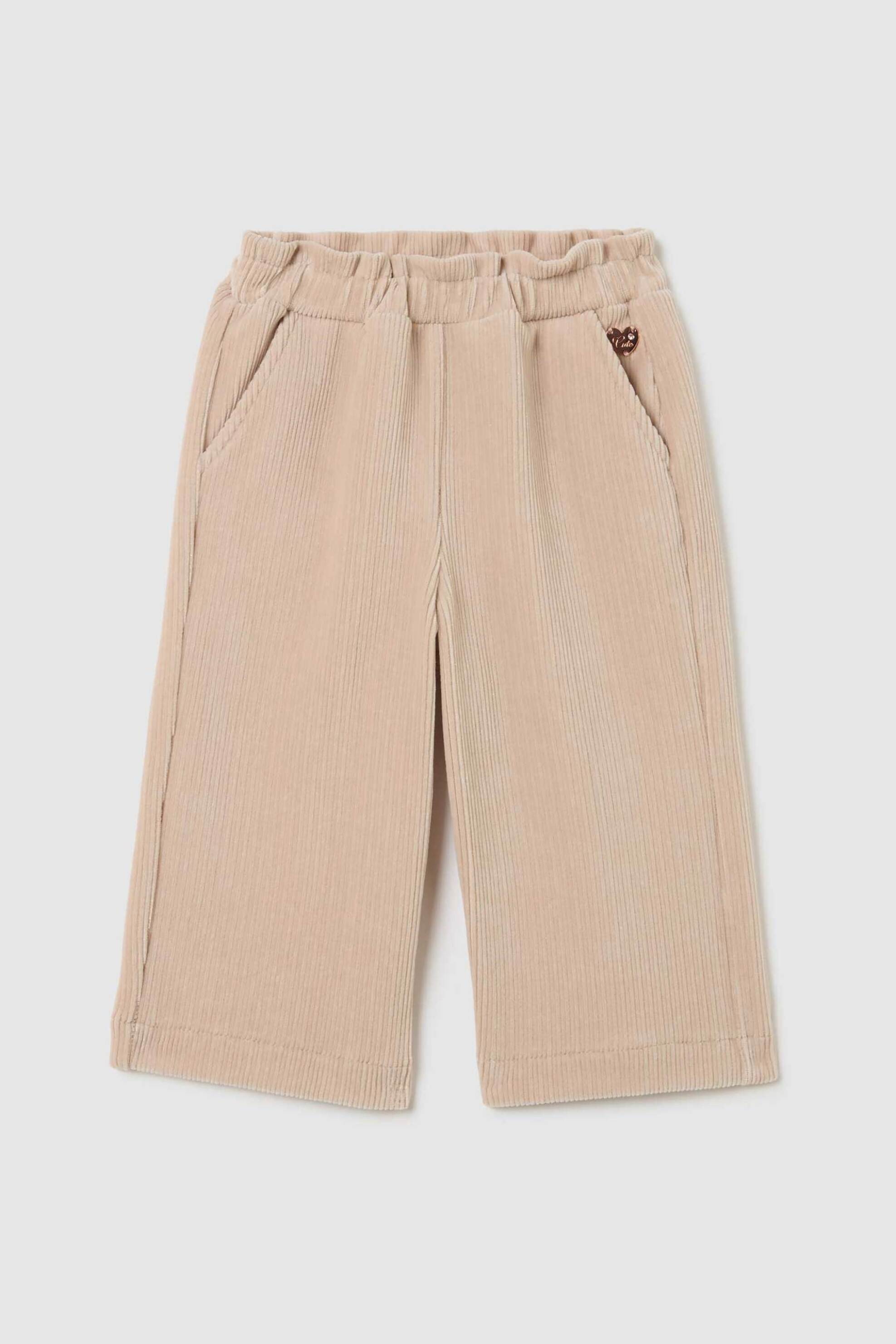 OVS βρεφικό παντελόνι με ελαστική μέση μονόχρωμο Relaxed Fit - 002468249 Μπεζ