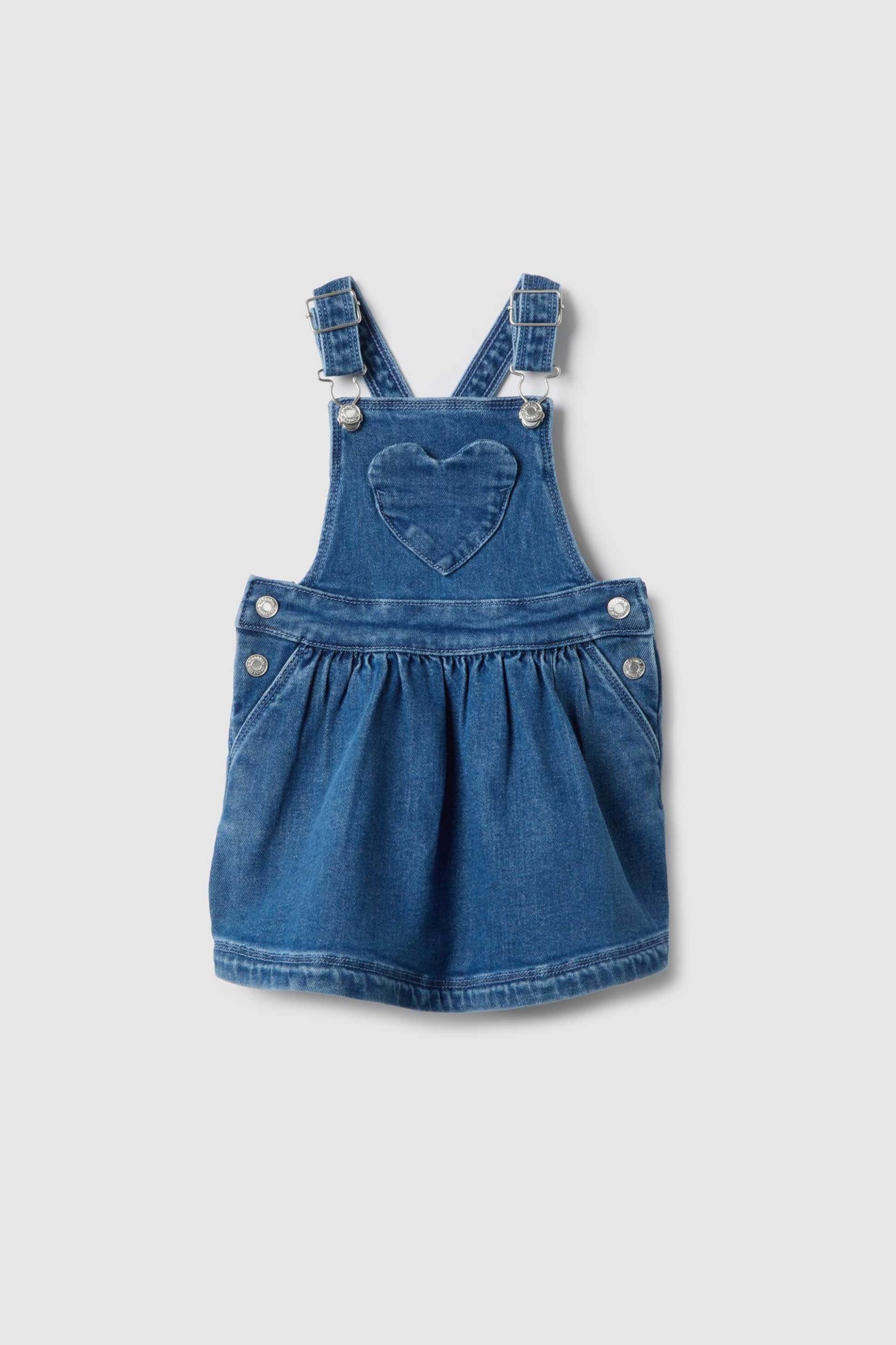 OVS βρεφική denim σαλοπέτα/φόρεμα με hearts print Regular Fit - 002514628 Denim Blue