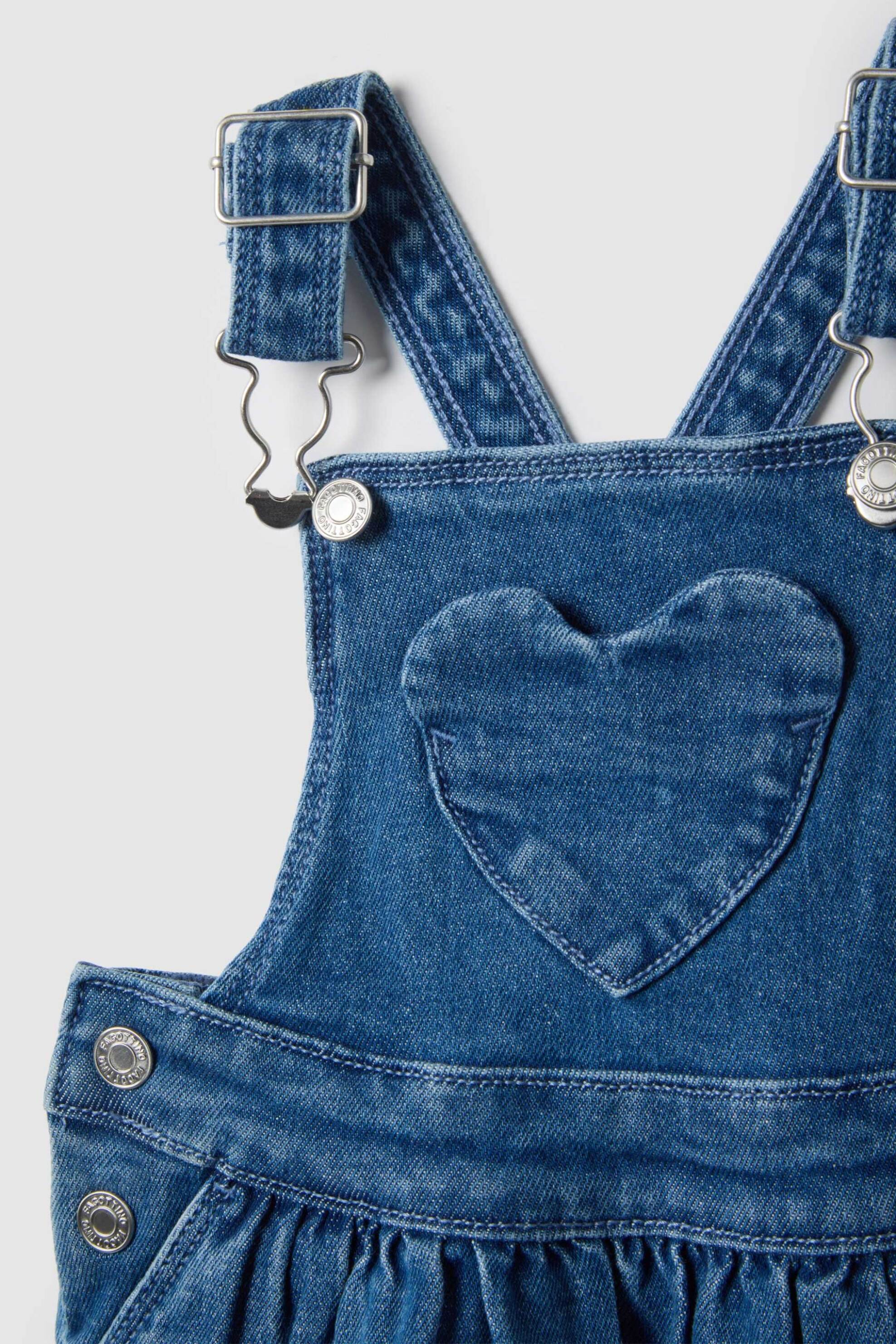 Ovs Βρεφική Denim Σαλοπέτα Φόρεμα με Hearts Print Regular Fit - 002514628 Blue