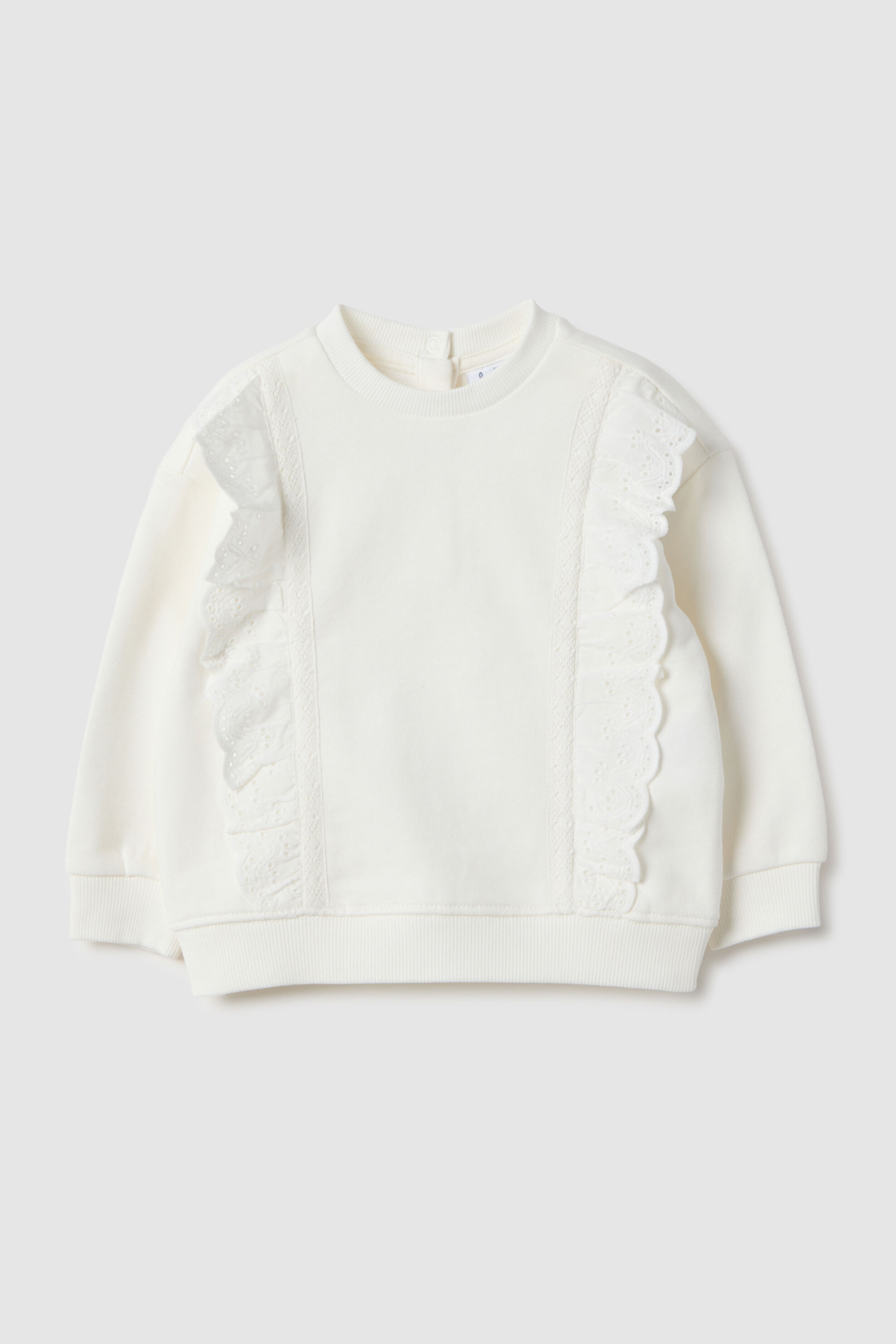 OVS βρεφική μακρυμάνικη μπλούζα φούτερ με βολάν Regular Fit - 002553160 Λευκό