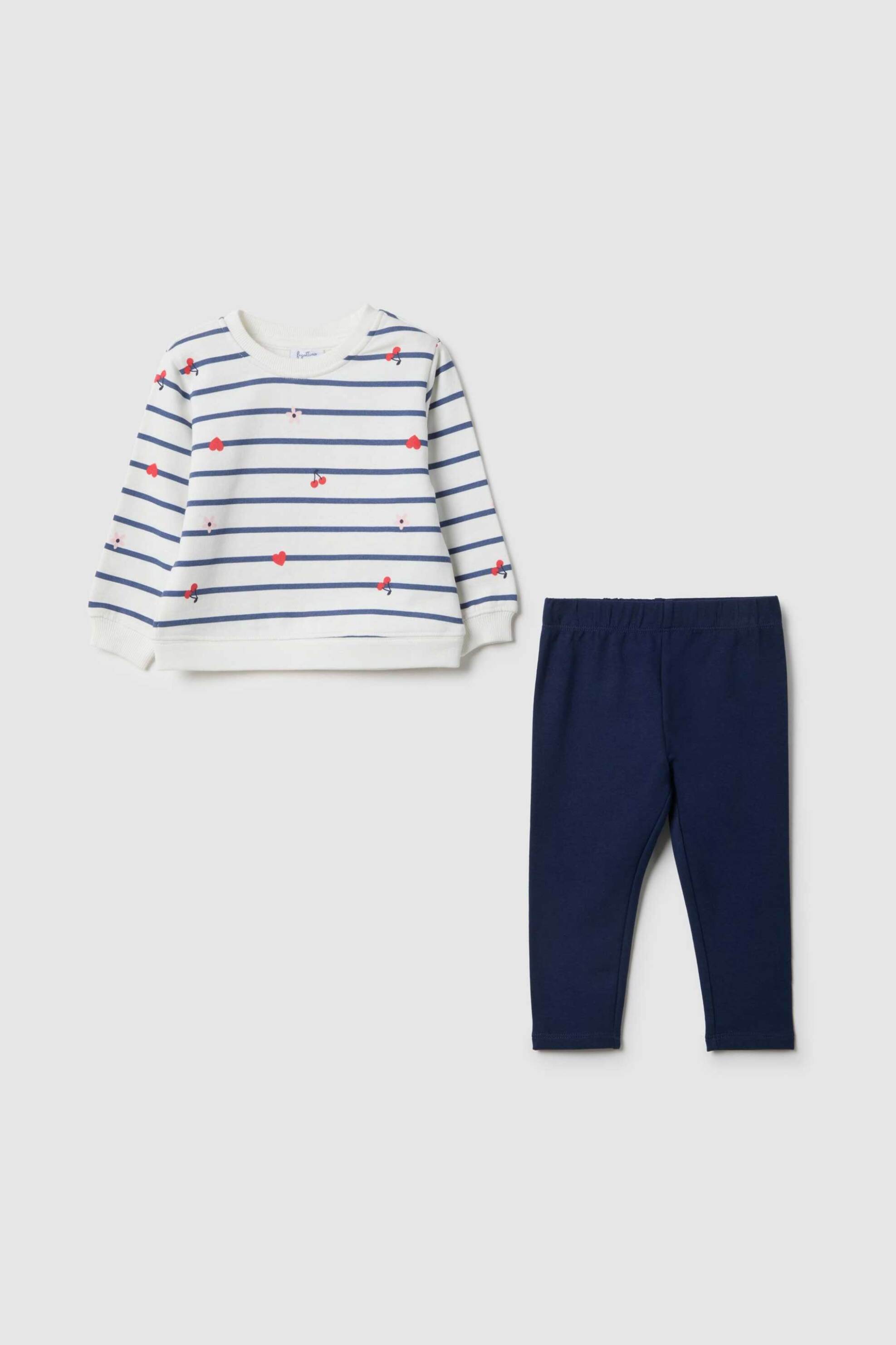 OVS σετ βρεφική μπλούζα φούτερ και παντελόνι φόρμας Regular Fit (2 τεμάχια) - 002553039 Λευκό