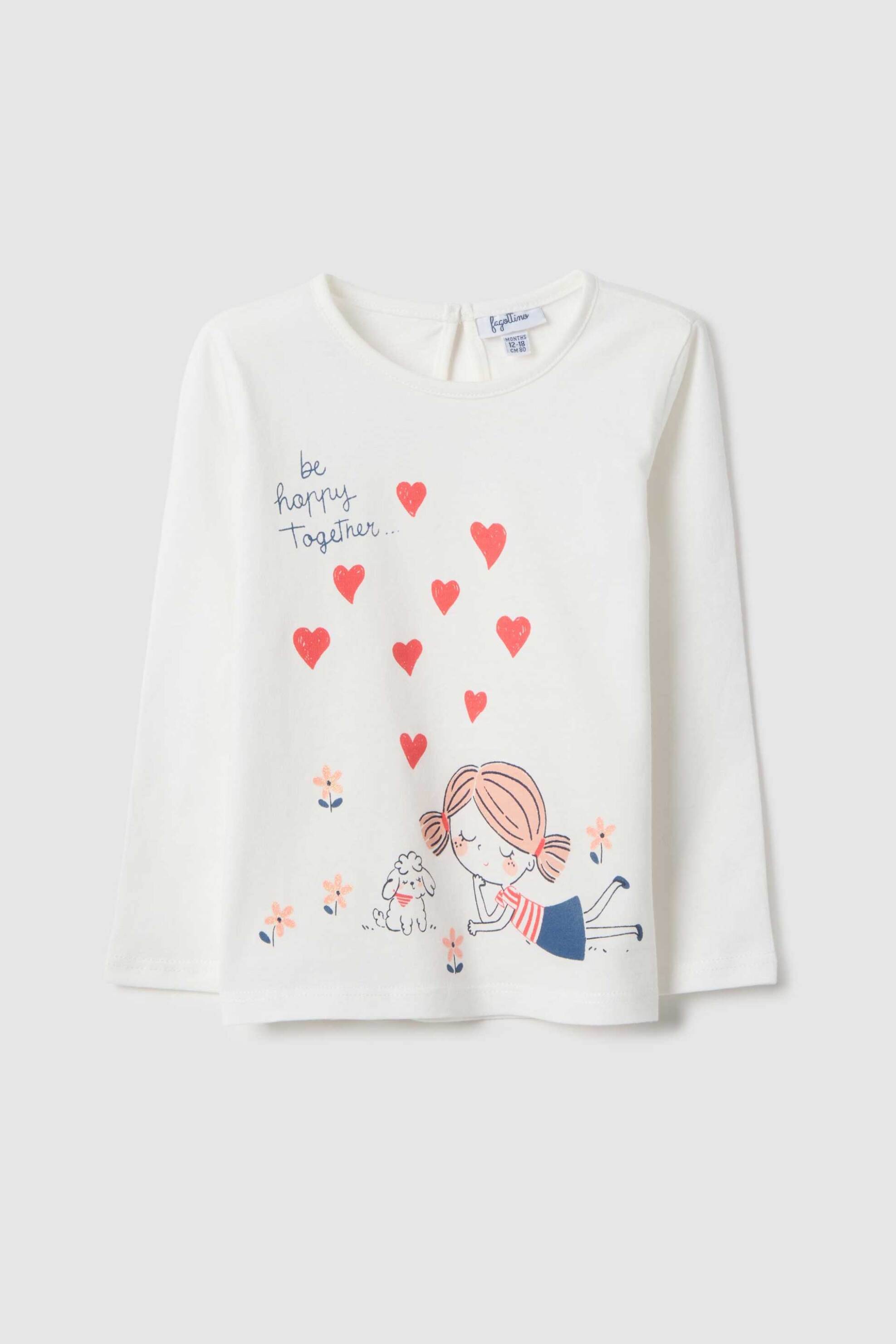 OVS βρεφική μπλούζα με print Regular Fit - 002553068 Λευκό