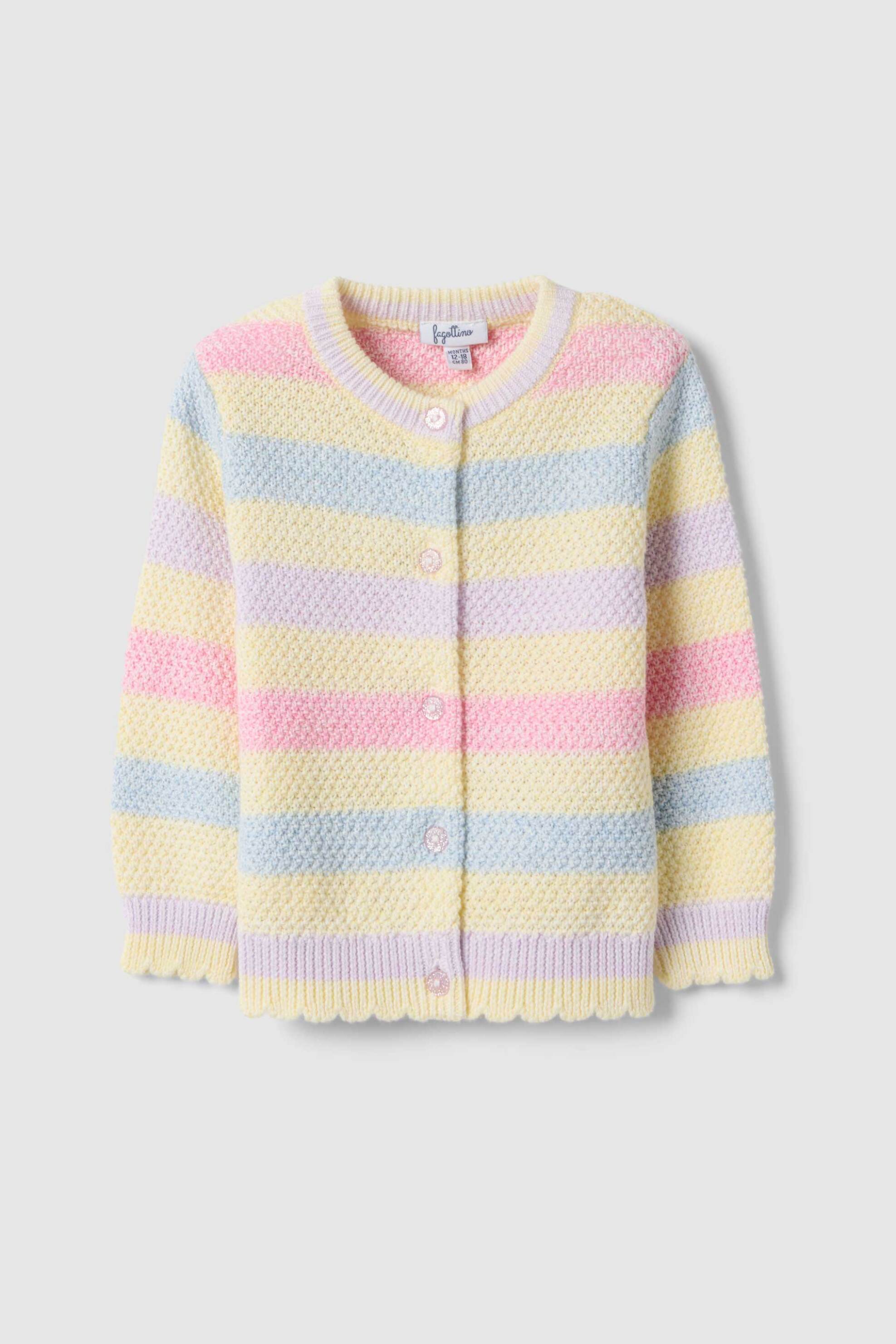 OVS βρεφική πλεκτή ζακέτα με ριγέ σχέδιο Regular Fit - 002576691 Ροζ