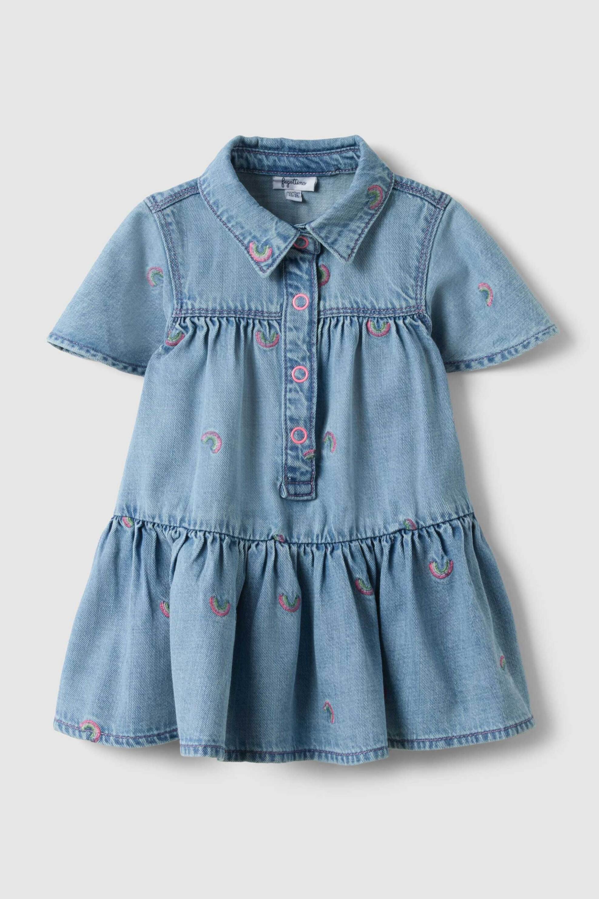 OVS βρεφικό denim φόρεμα με rainbow print Regular Fit - 002561643 Denim Blue