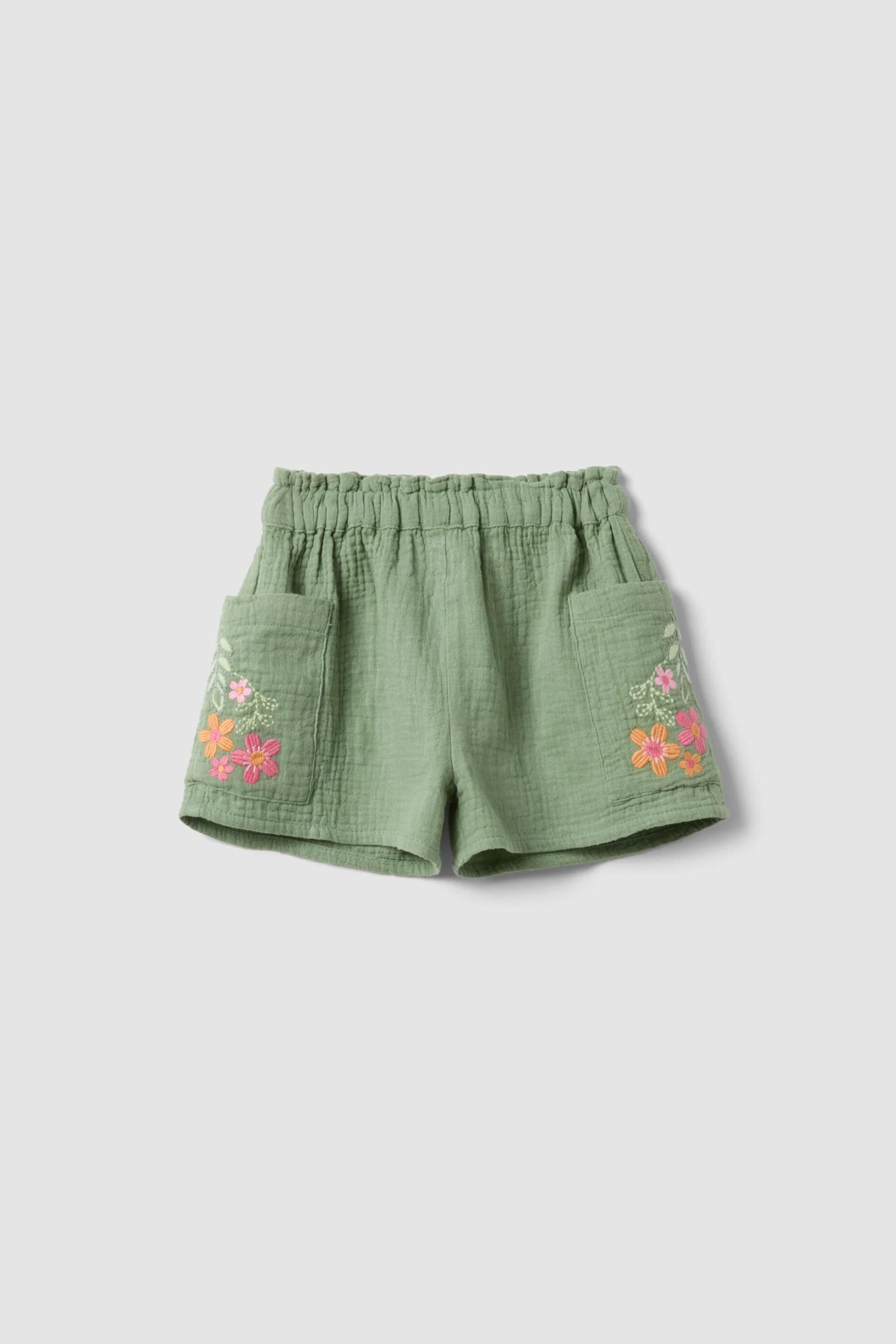 OVS βρεφικό σορτς με κέντημα floral Regular Fit - 002694714 Πράσινο
