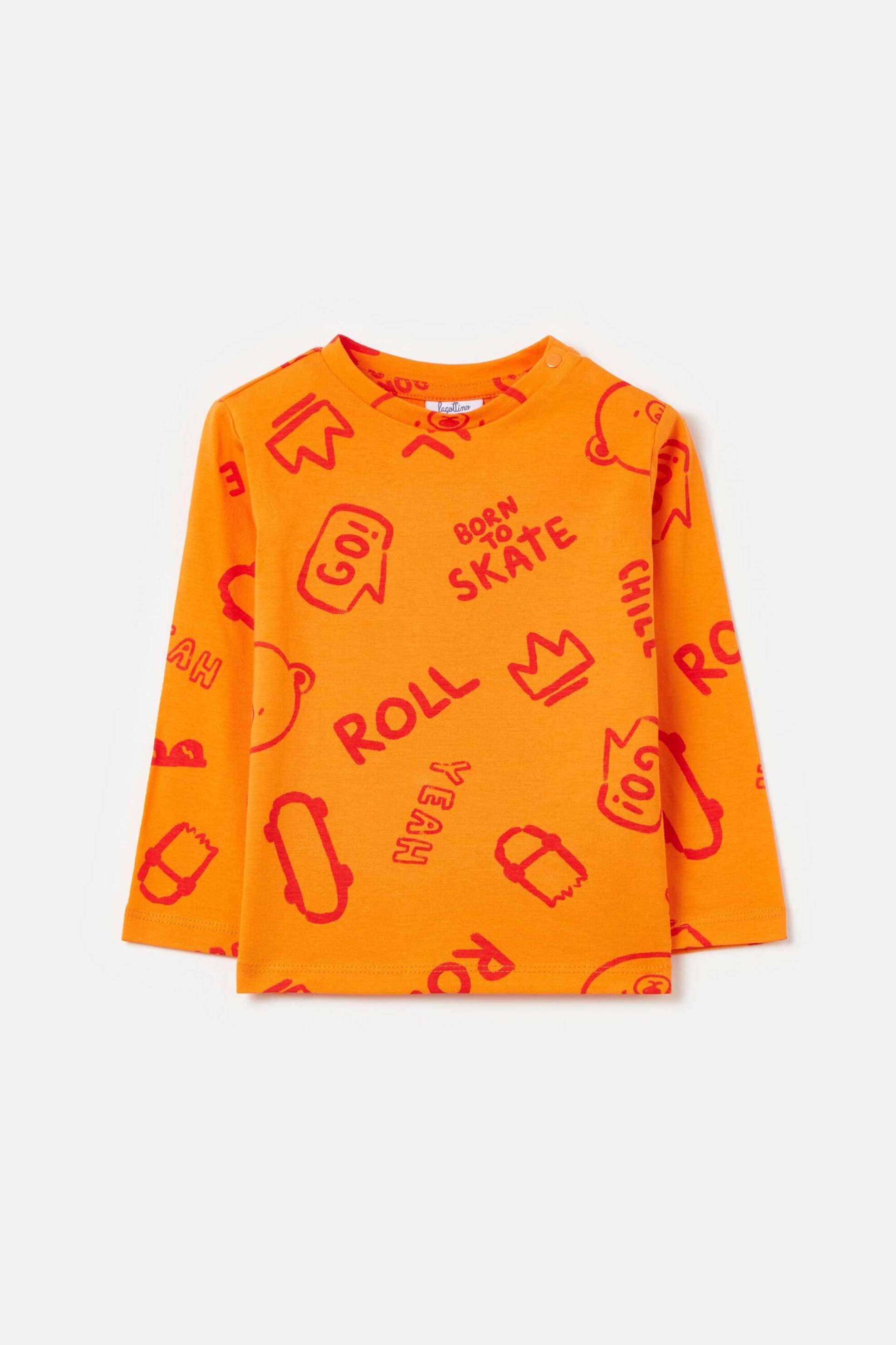 OVS KIDS OVS παιδική βαμβακερή μπλούζα με all-over print - 001966464 Πορτοκαλί