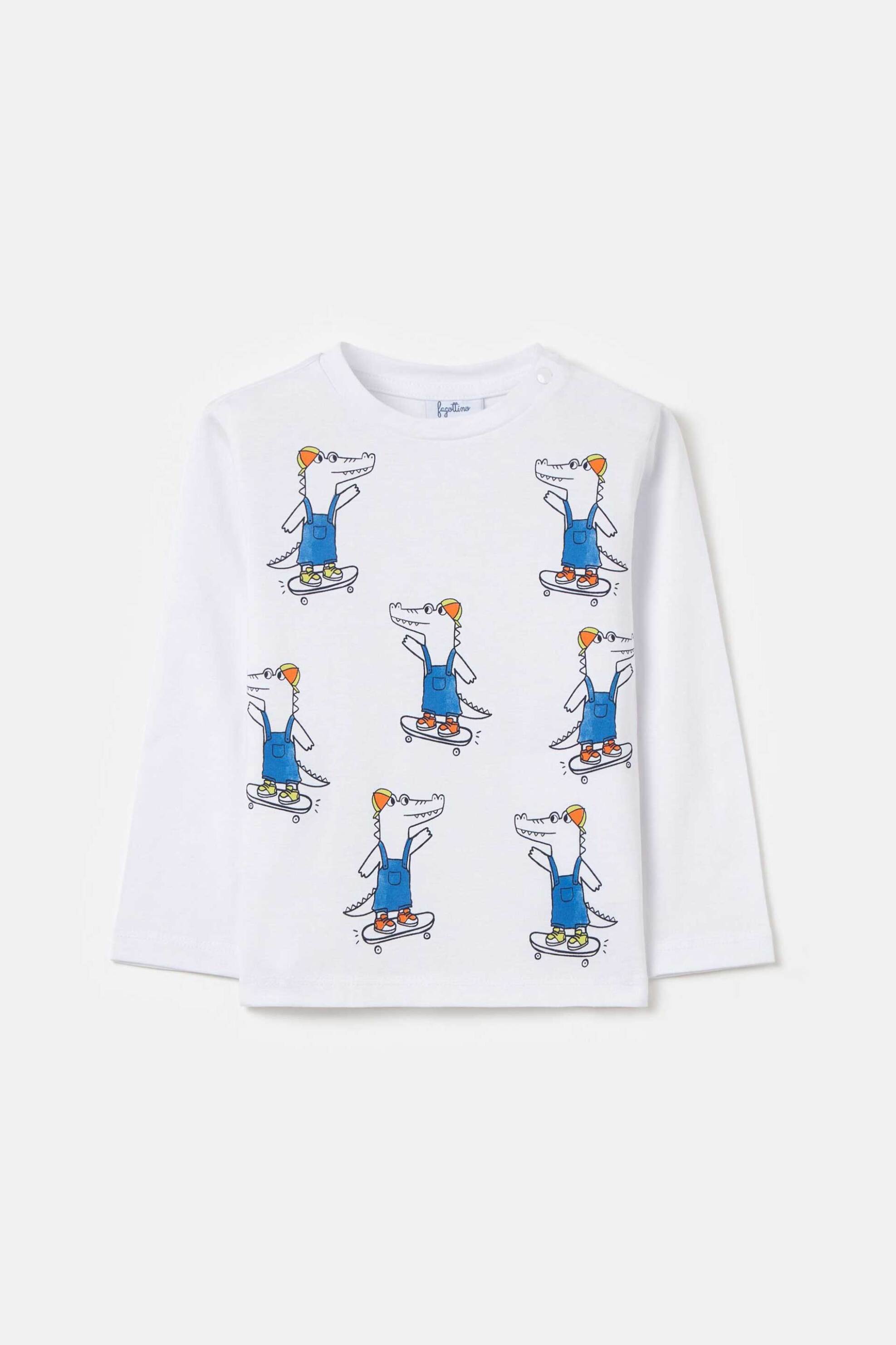 OVS KIDS OVS παιδική μπλούζα βαμβακερή με crocodile print - 001966479 Λευκό