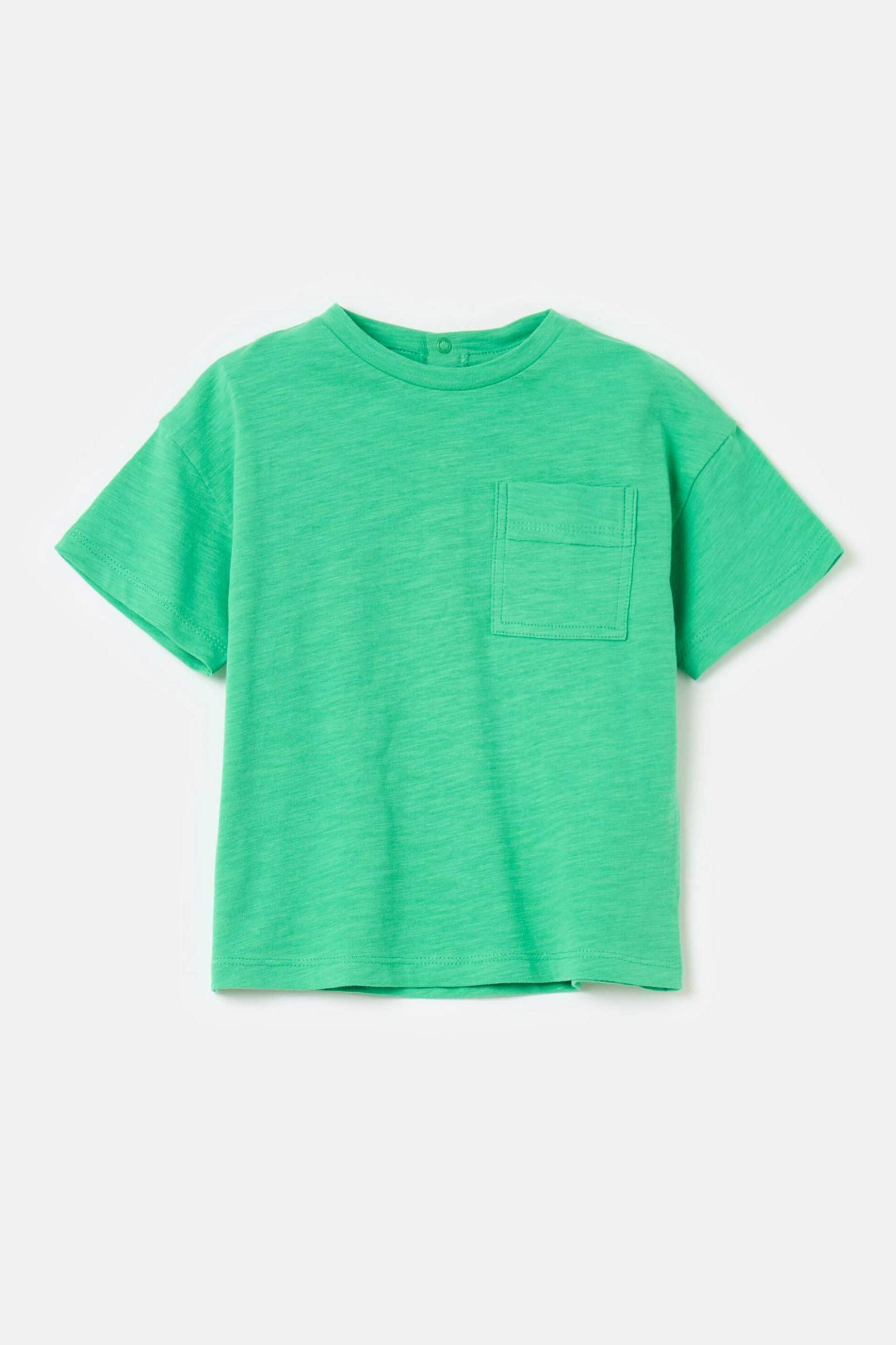 OVS βρεφικό T-shirt μονόχρωμο με τσέπη στο στήθος - 002009293 Πράσινο