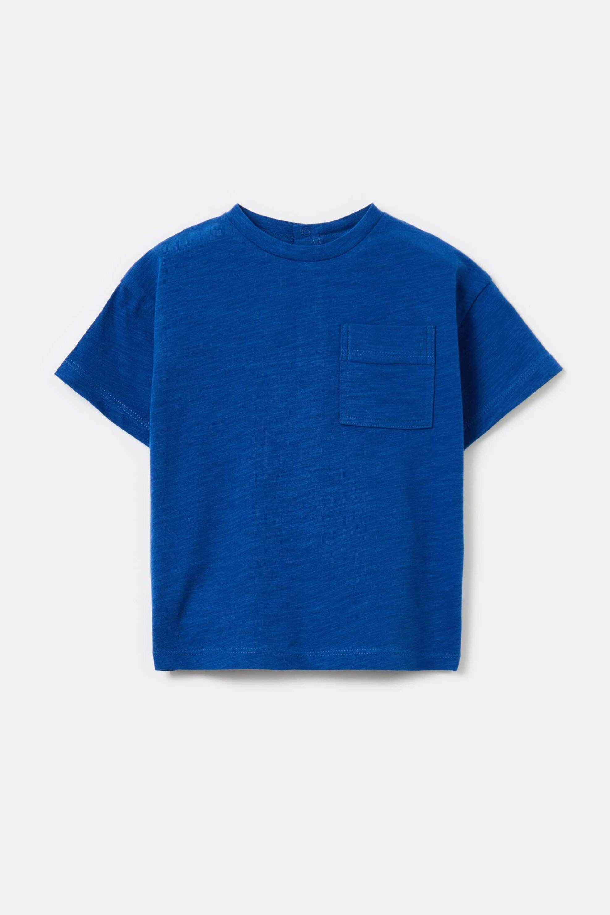 OVS βρεφικό T-shirt μονόχρωμο με τσέπη στο στήθος - 002009297 Μπλε