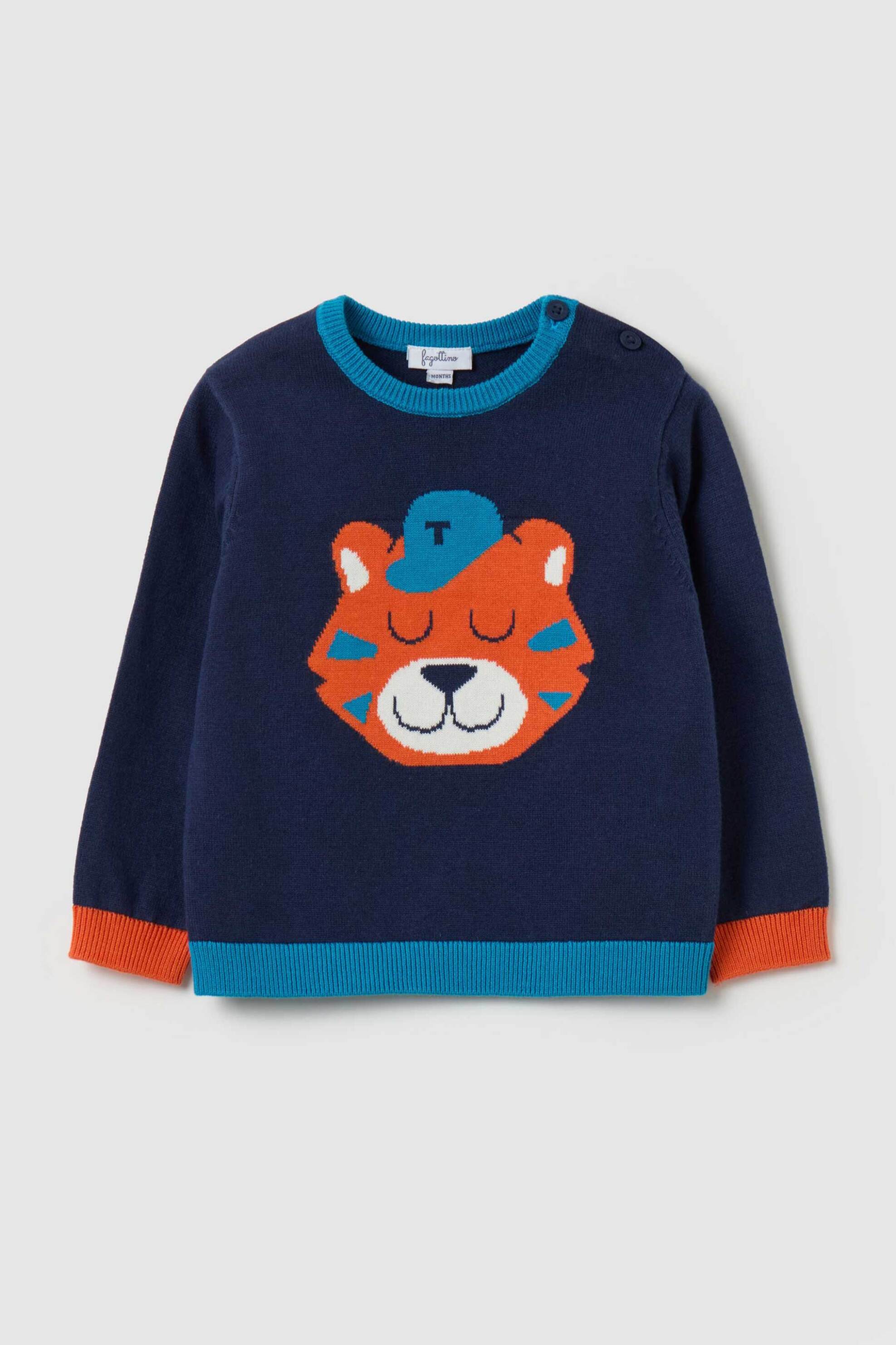 OVS βρεφικό πουλόβερ με tiger print - 002119692 Μπλε Σκούρο