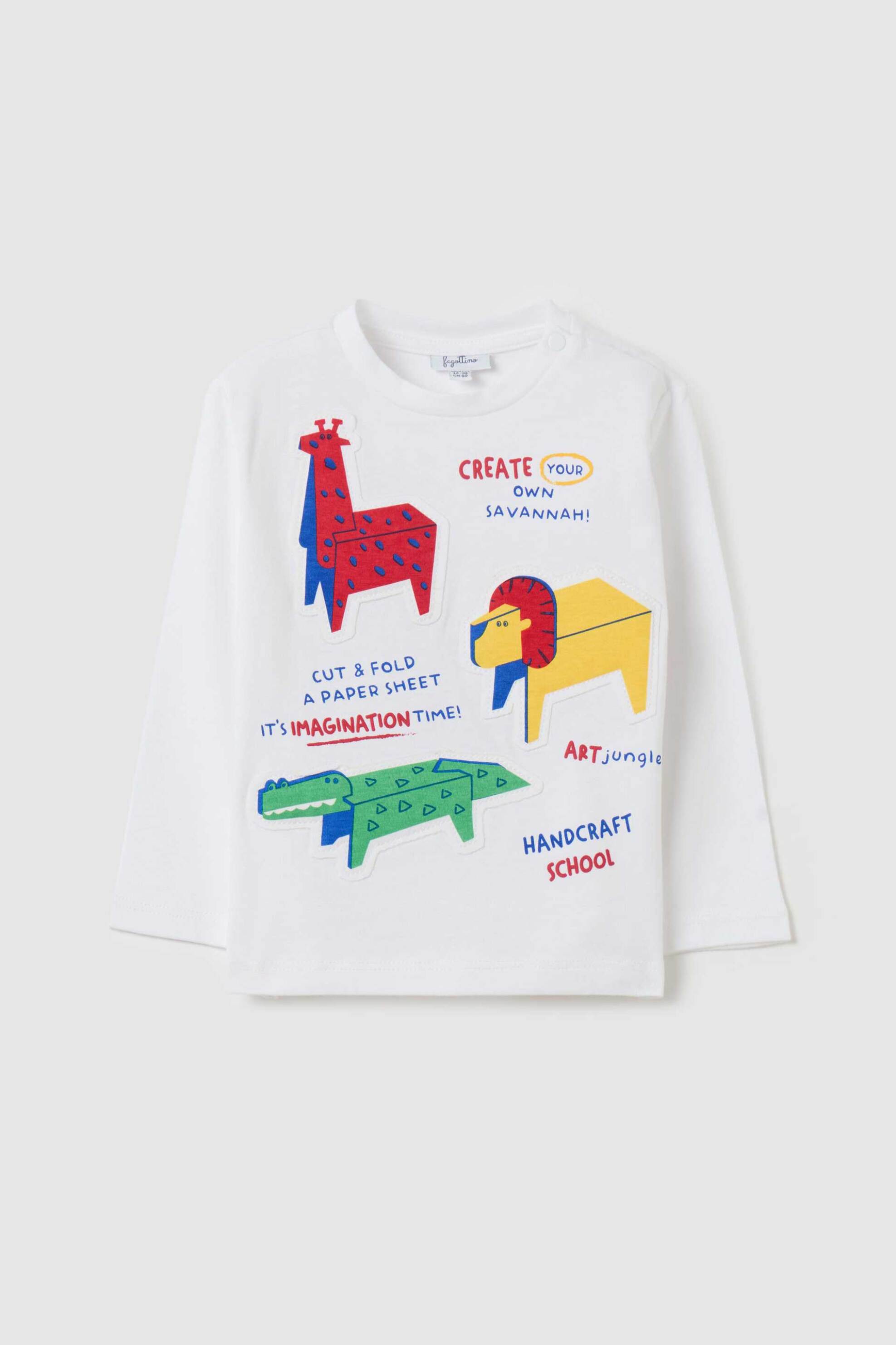 OVS βρεφική μπλούζα μακρυμάνικη με print - 002121365 Λευκό