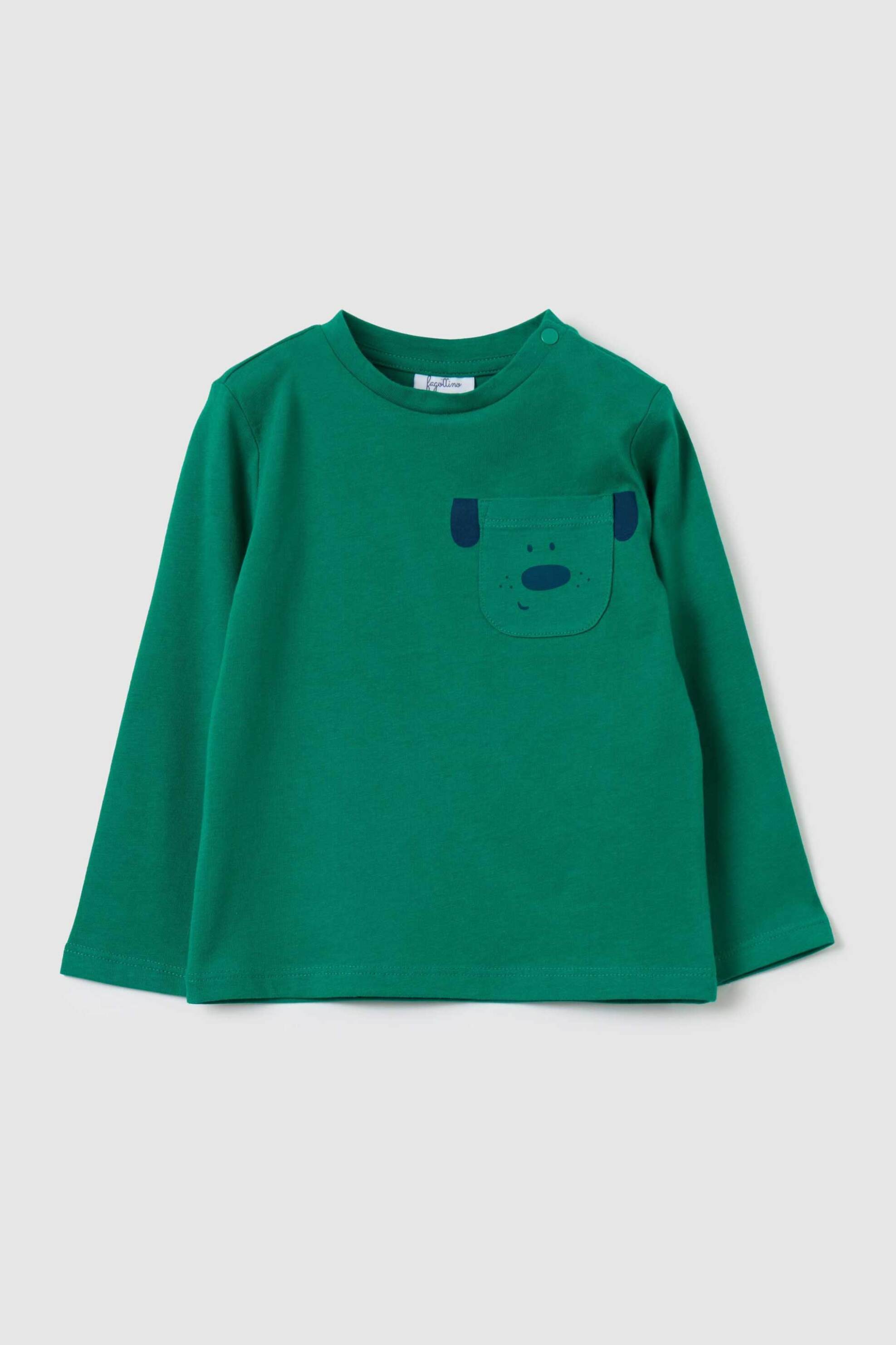 OVS βρεφική μπλούζα μονόχρωμη με τσεπάκι - 002126359 Πράσινο