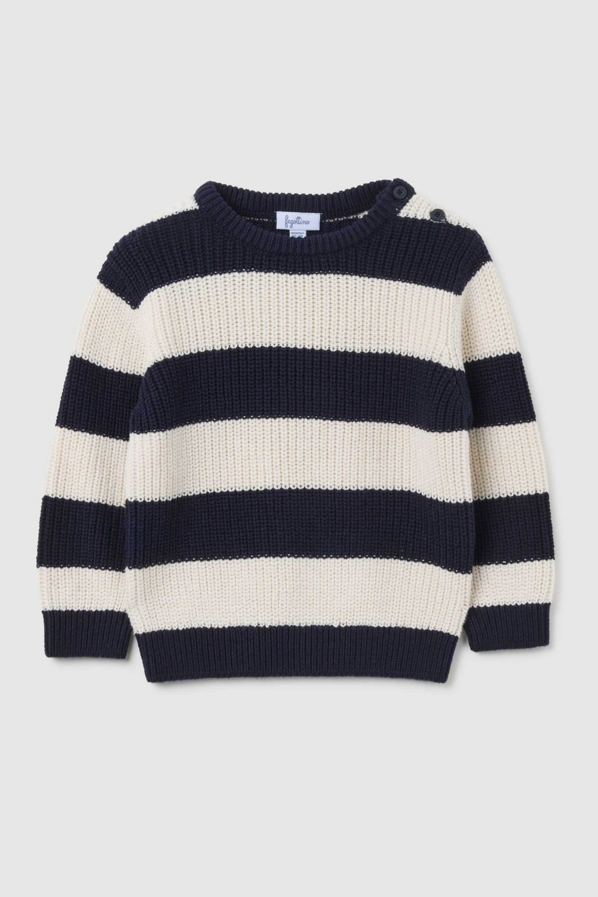 OVS βρεφική πλεκτή μπλούζα με ριγέ σχέδιο Regular Fit - 002415128 Μπλε Σκούρο