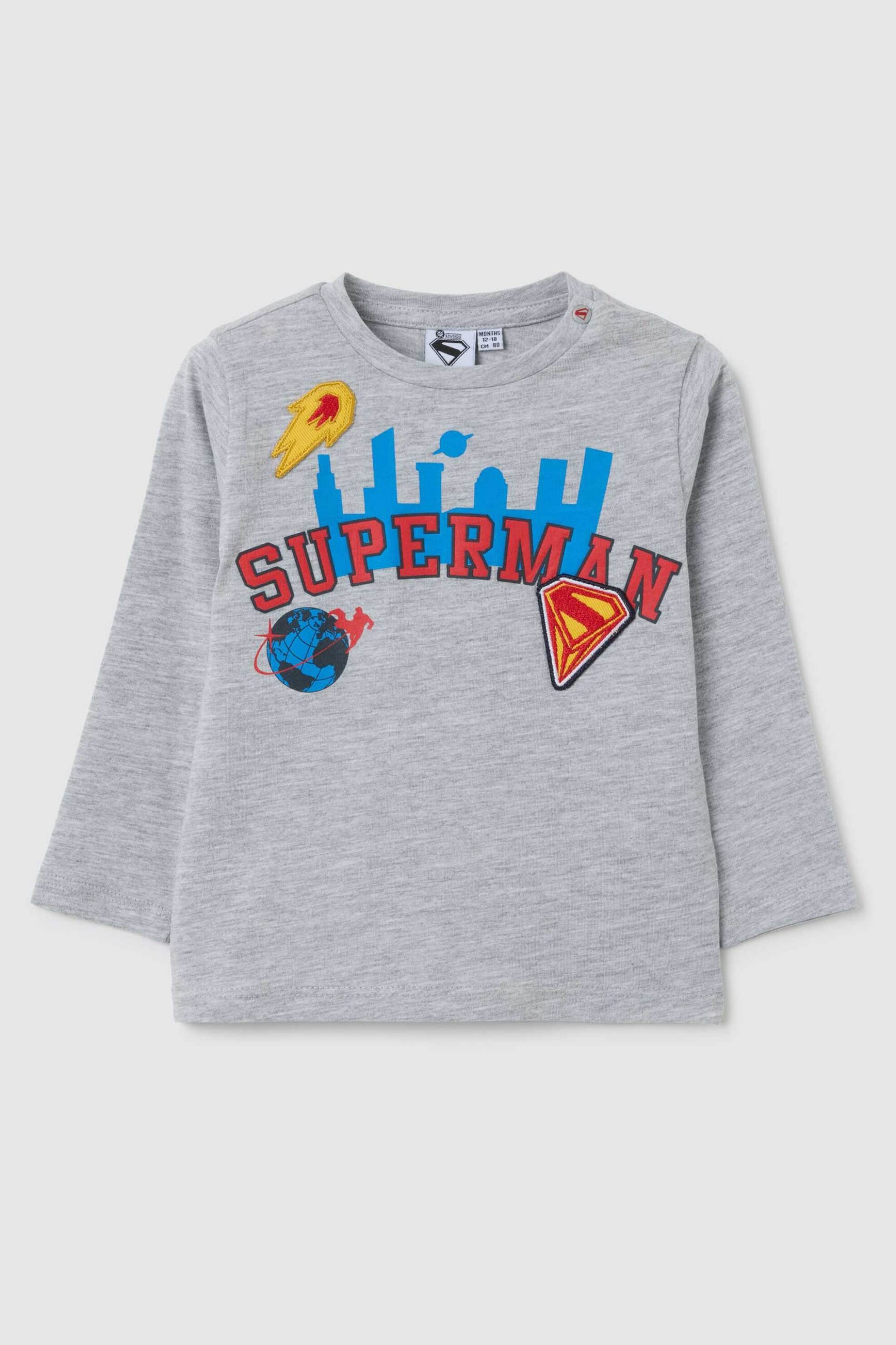 OVS βρεφική μπλούζα με κεντήματα Regular Fit - 002415265 Γκρι