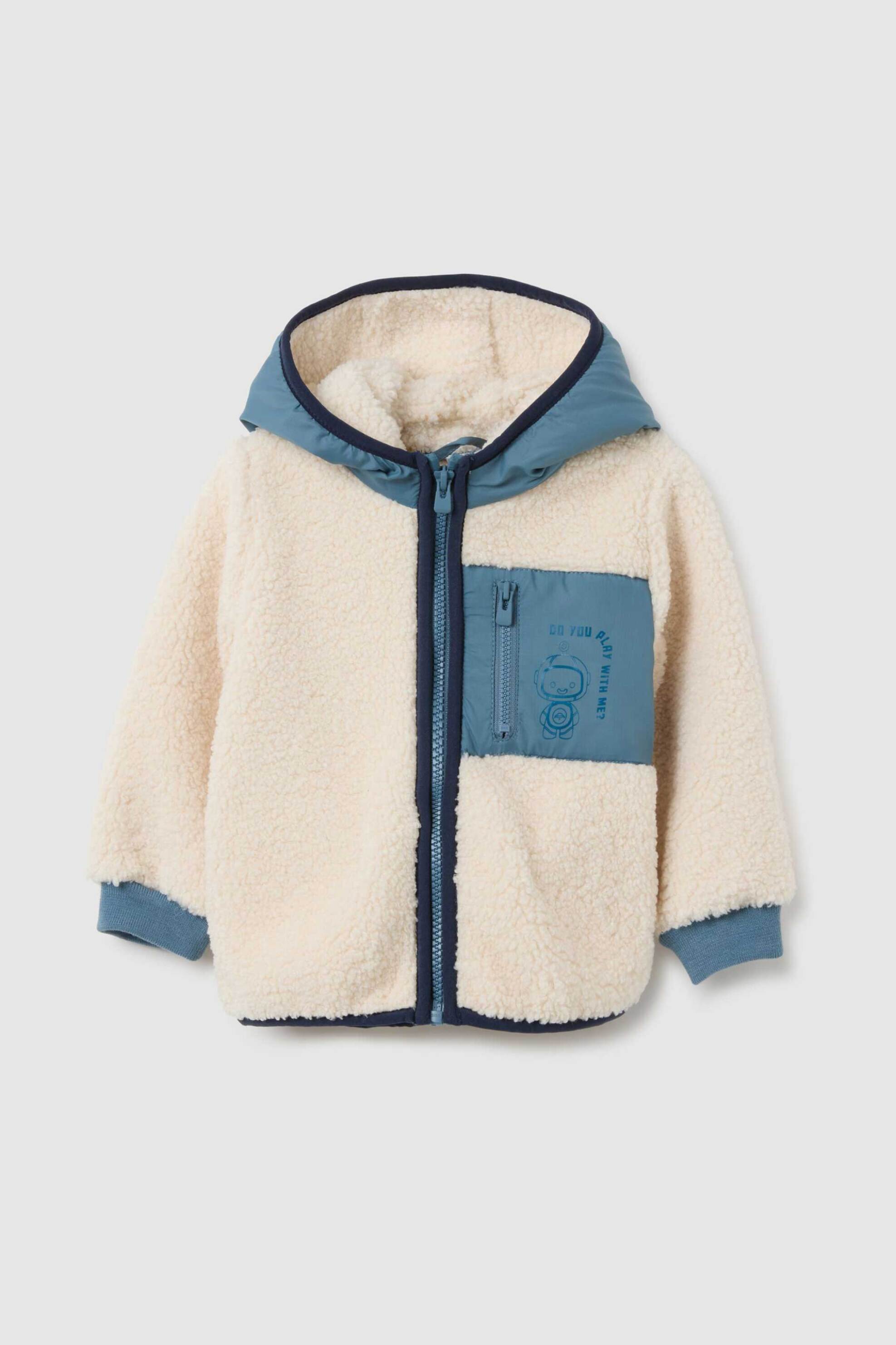 OVS KIDS OVS βρεφική ζακέτα fleece με κουκούλα Reglar Fit - 002400795 Λευκό