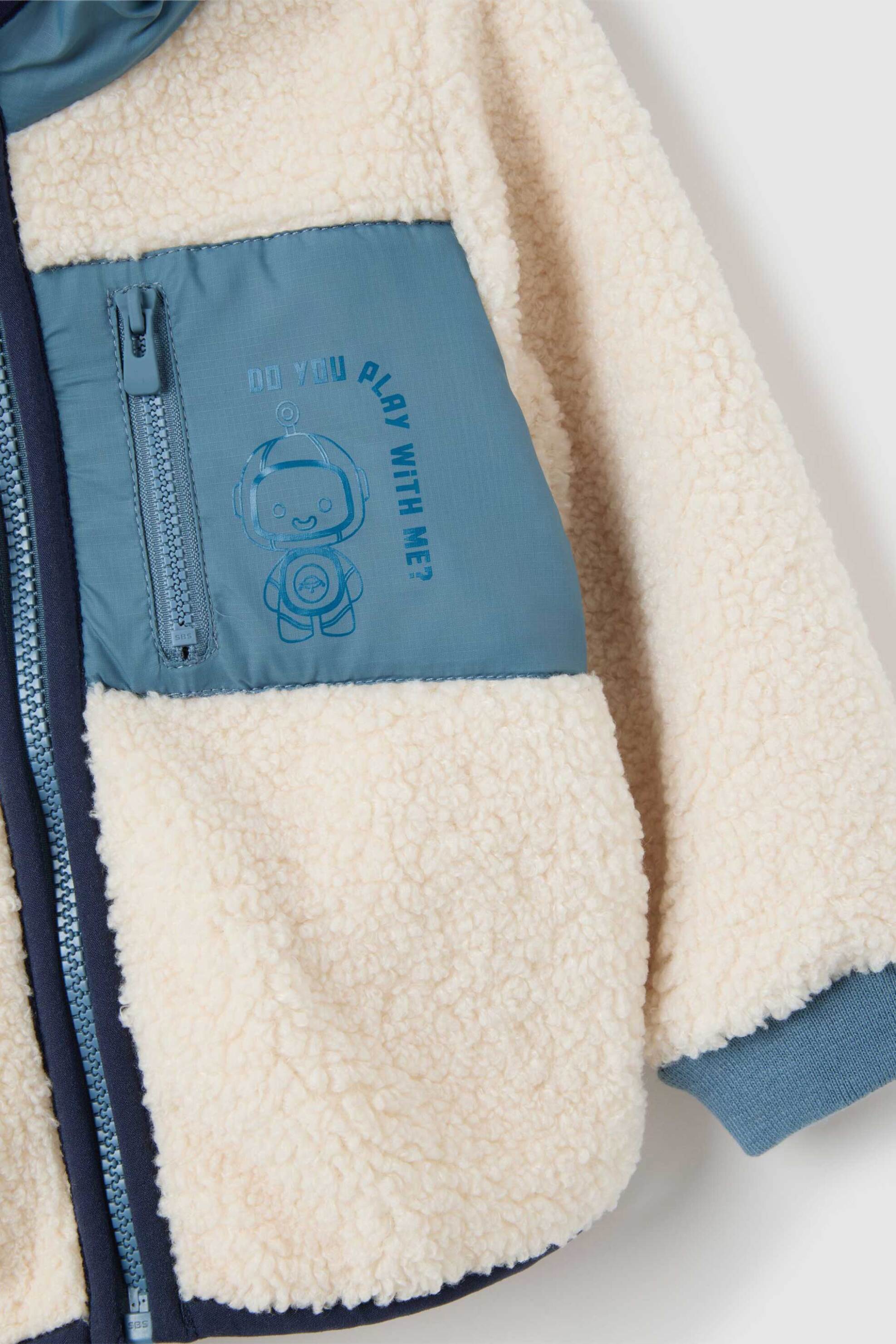 OVS βρεφική ζακέτα fleece με κουκούλα Reglar Fit - 002400795 Λευκό φωτογραφία