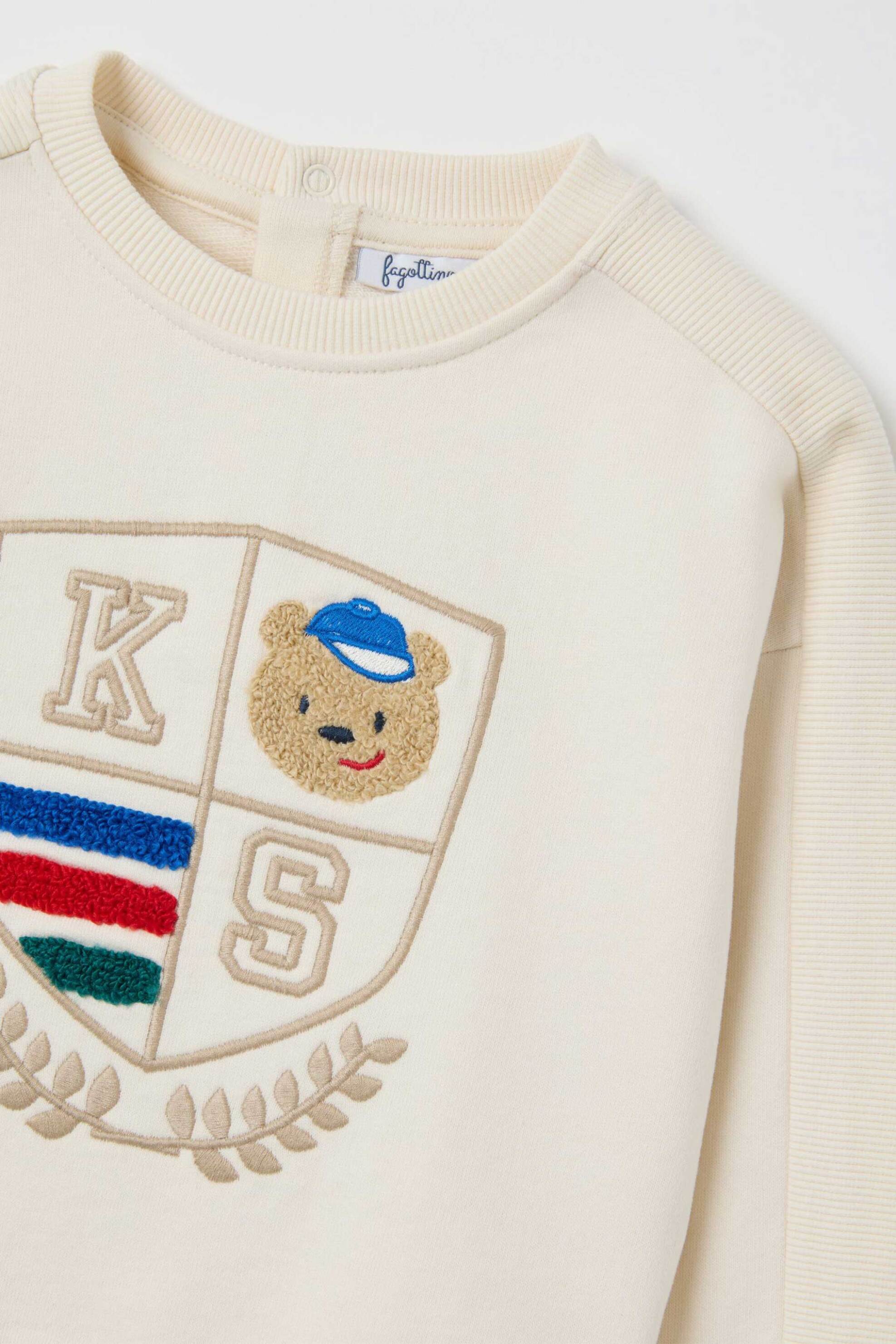 OVS βρεφική μπλούζα φούτερ με κεντημένο print Regular Fit - 002415015 Εκρού φωτογραφία