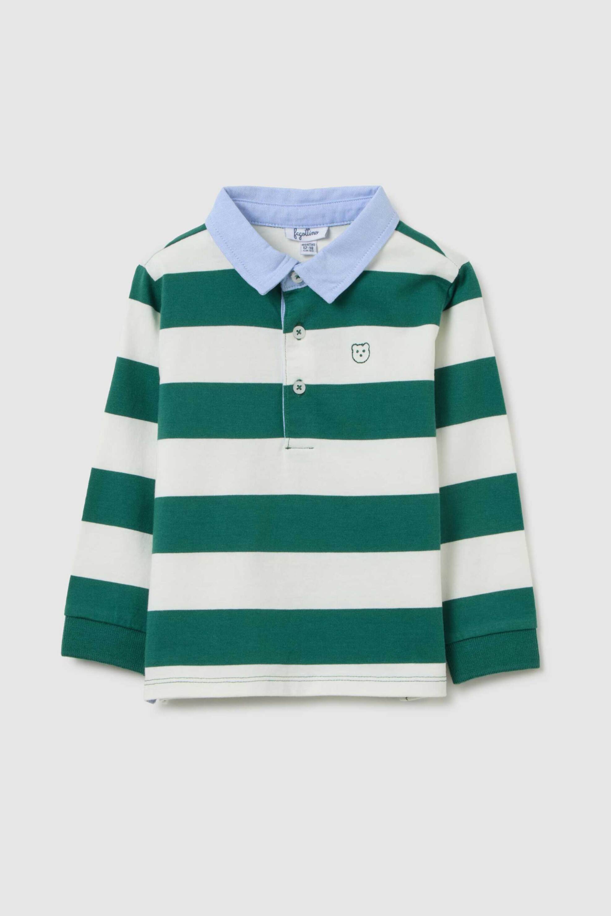 OVS KIDS OVS βρεφική μπλούζα πόλο με ριγέ σχέδιο Regular Fit - 002415028 Κυπαρισσί