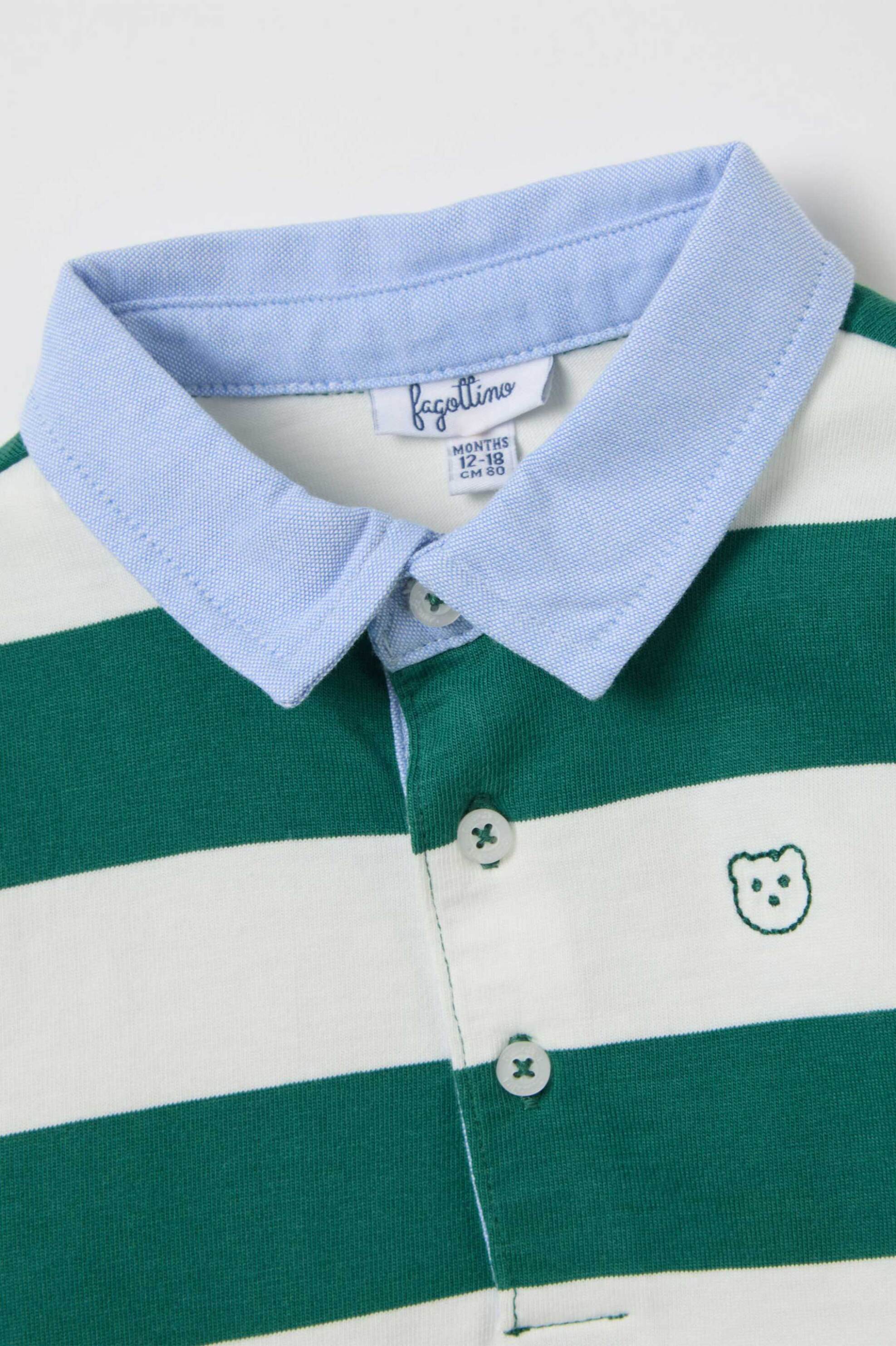 OVS βρεφική μπλούζα πόλο με ριγέ σχέδιο Regular Fit - 002415028 Κυπαρισσί φωτογραφία