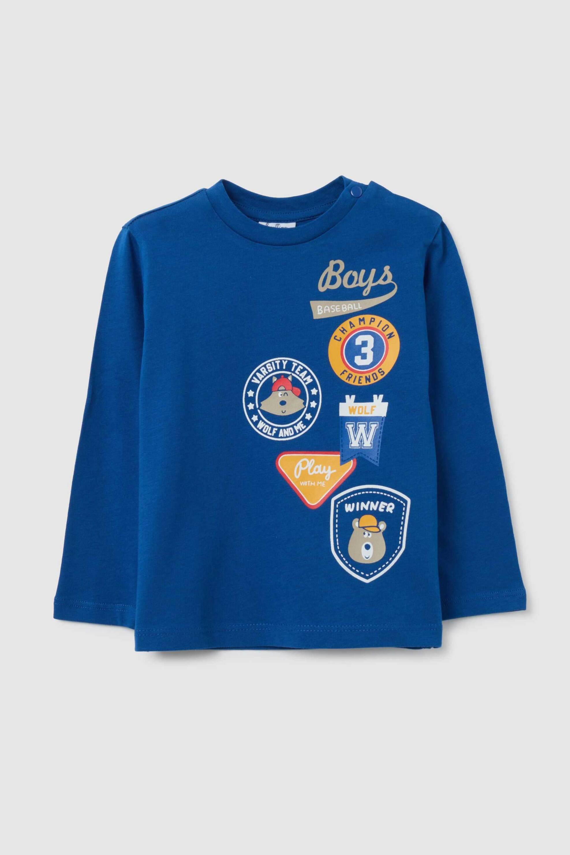 OVS βρεφική μπλούζα μακρυμάνικη με print Regular Fit - 002443247 Μπλε Σκούρο