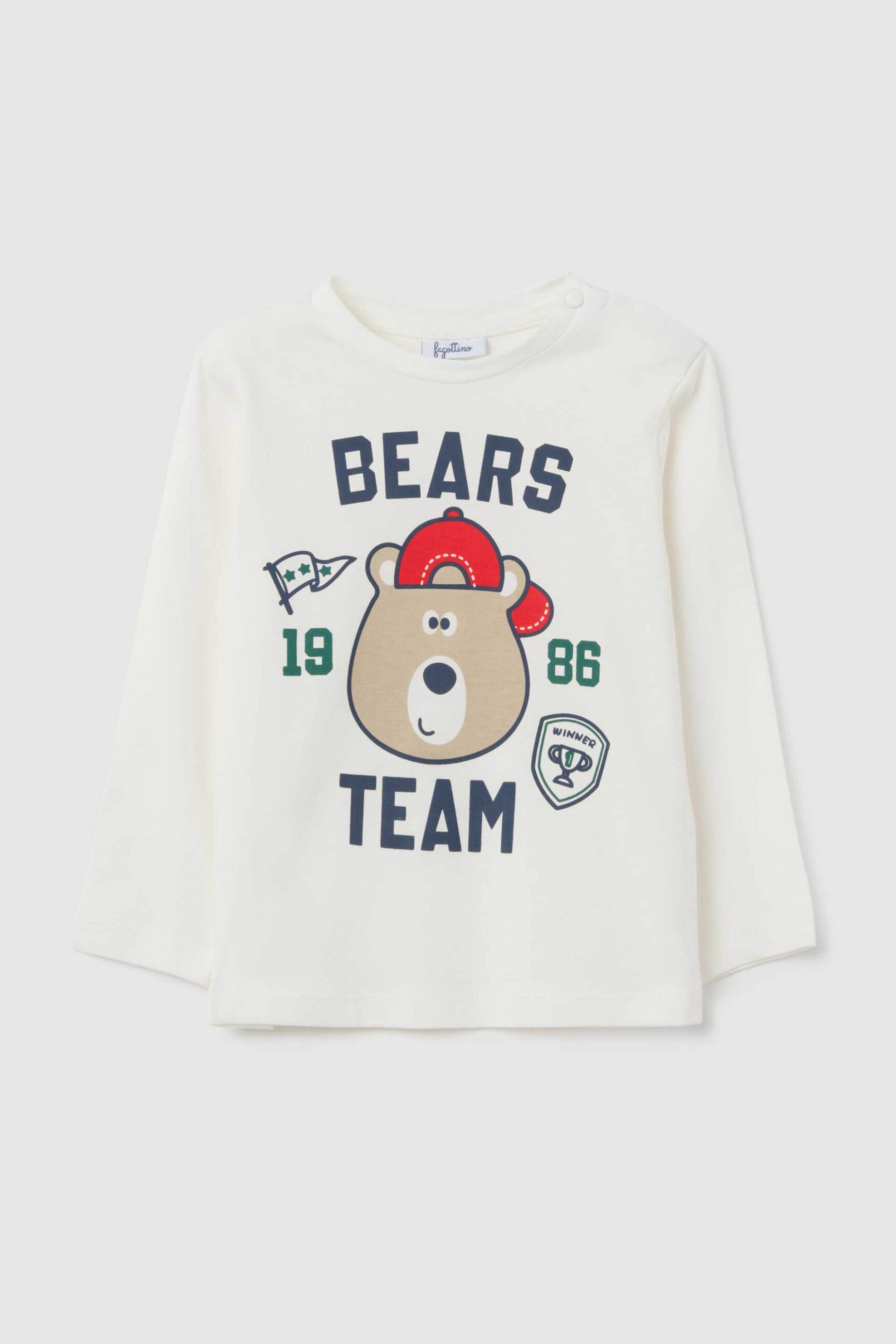 OVS βρεφική μπλούζα μακρυμάνικη με print Regular Fit - 002443256 Λευκό