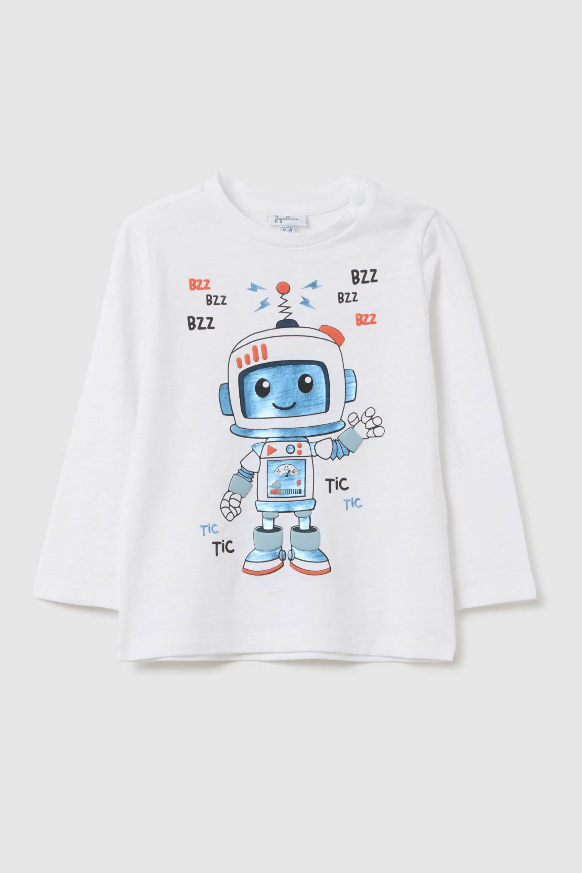 OVS βρεφική μπλούζα μακρυμάνικη με print Regular Fit - 002475338 Λευκό