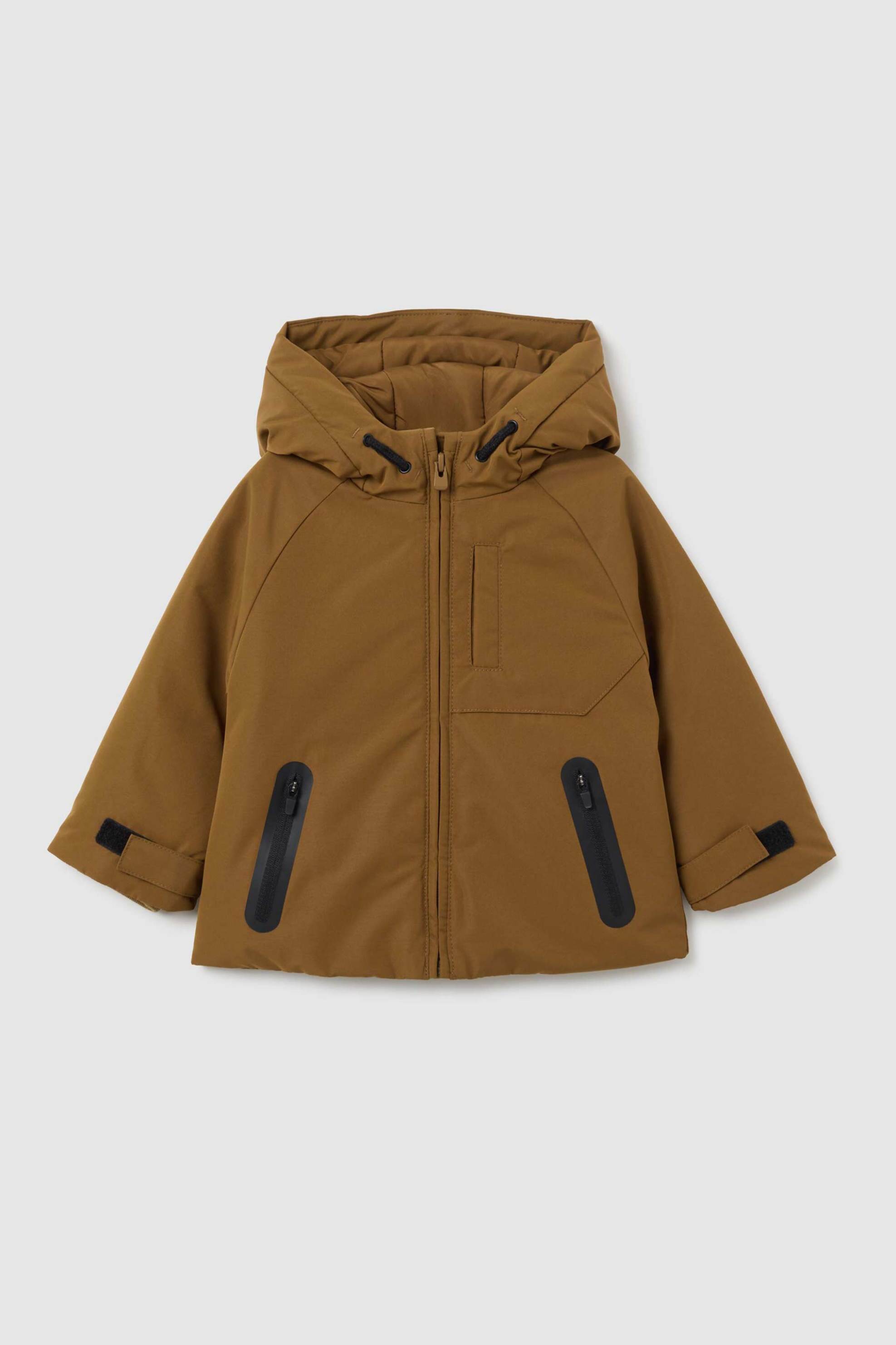 OVS βρεφικό μπουφάν μονόχρωμο με κουκούλα Regular Fit - 002400936 Καφέ