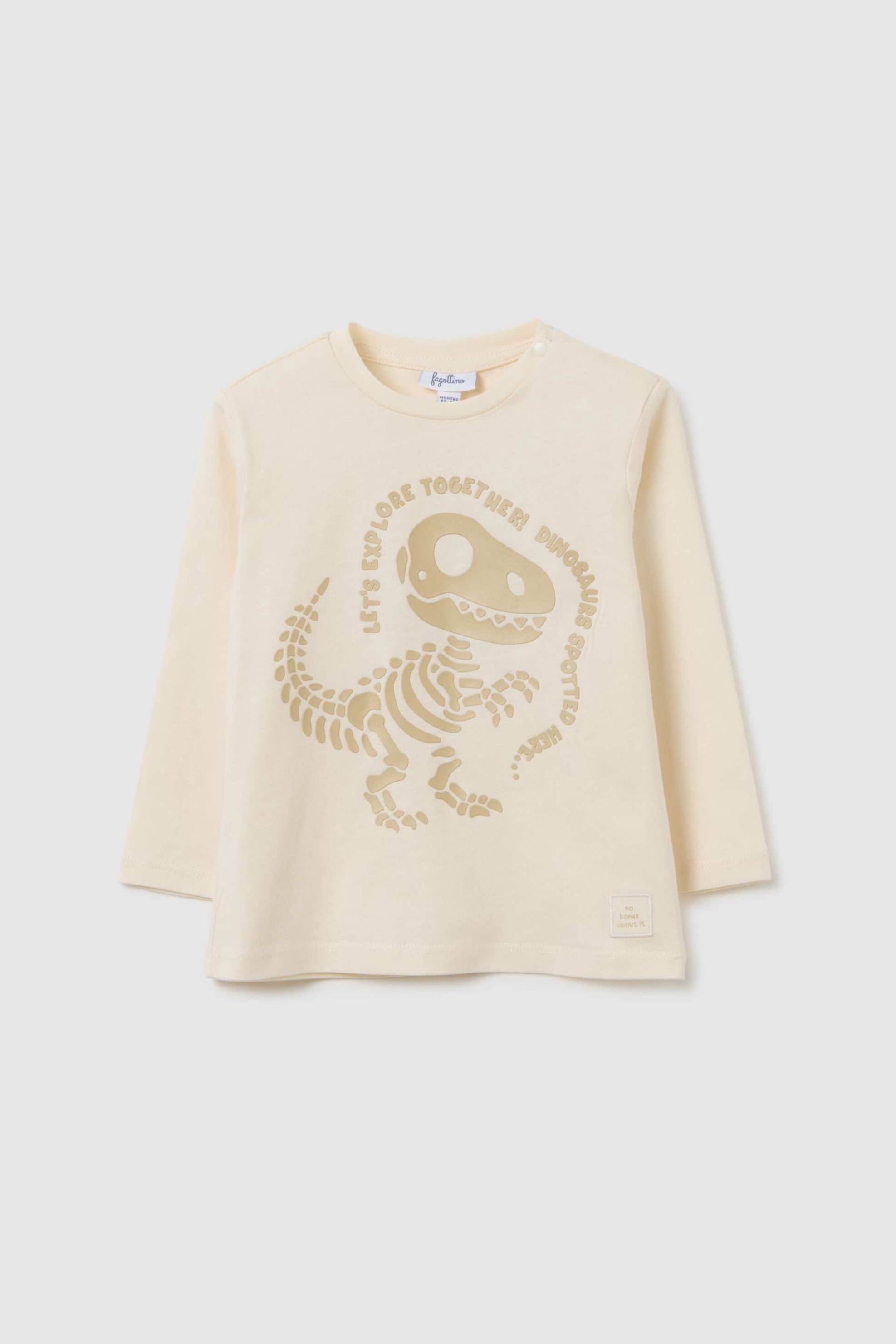 OVS βρεφική μπλούζα μακρυμάνικη με print Regular Fit - 002415102 Κρέμ