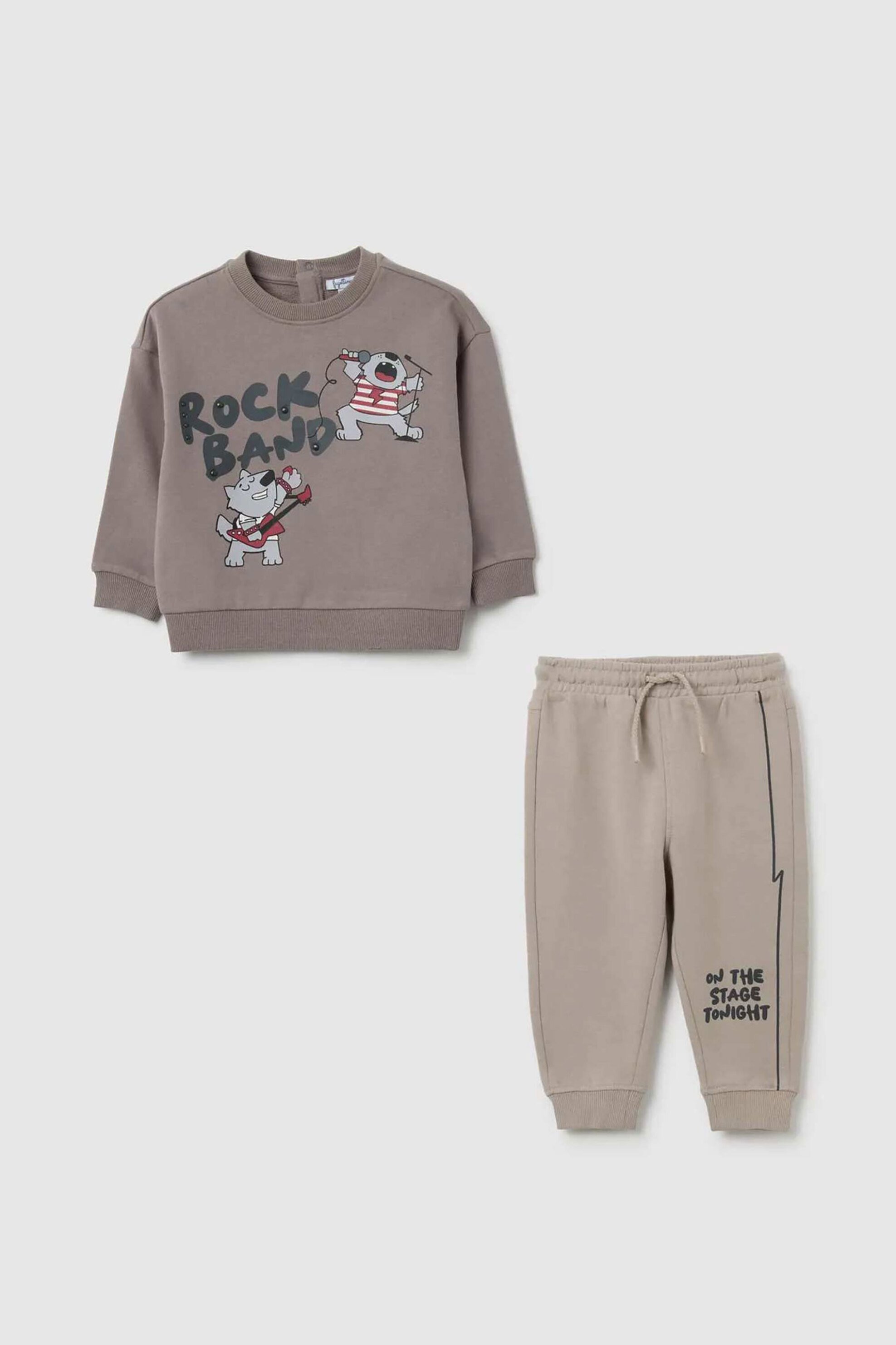OVS βρεφικό σετ μπλούζα φούτερ με παντελόνι φόρμας Regular Fit (2 τεμάχια) - 002458617 Γκρι