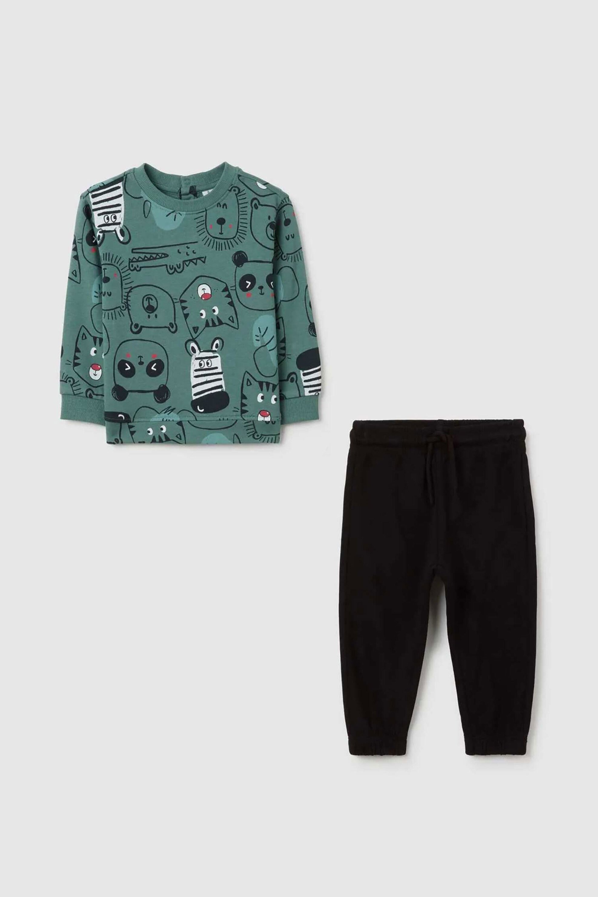 OVS βρεφικό σετ μπλούζα φούτερ με παντελόνι φόρμας Regular Fit (2 τεμάχια) - 002458505 Πράσινο