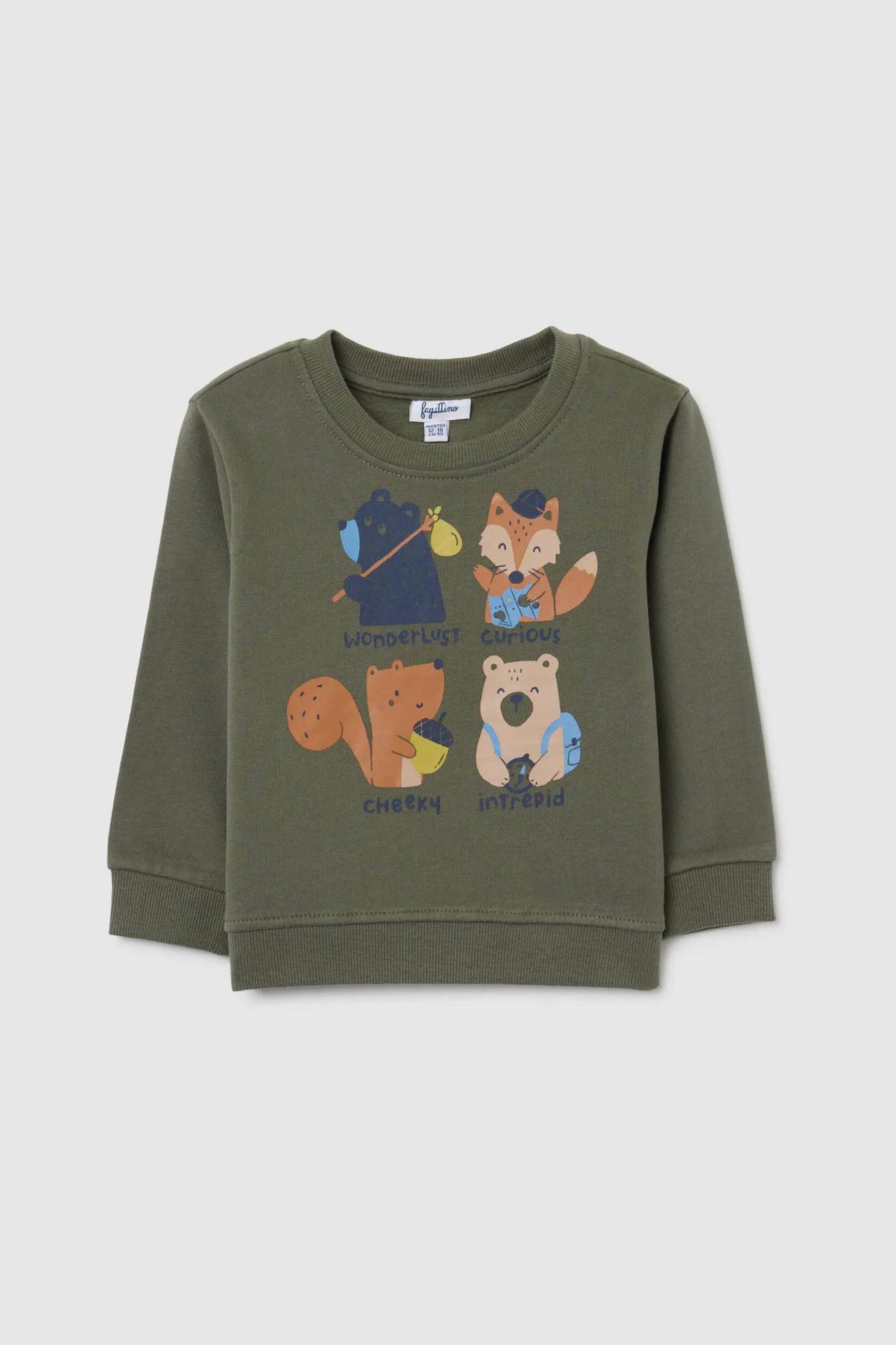 OVS KIDS OVS βρεφική μπλούζα φούτερ με print Regular Fit - 002479030 Πράσινο