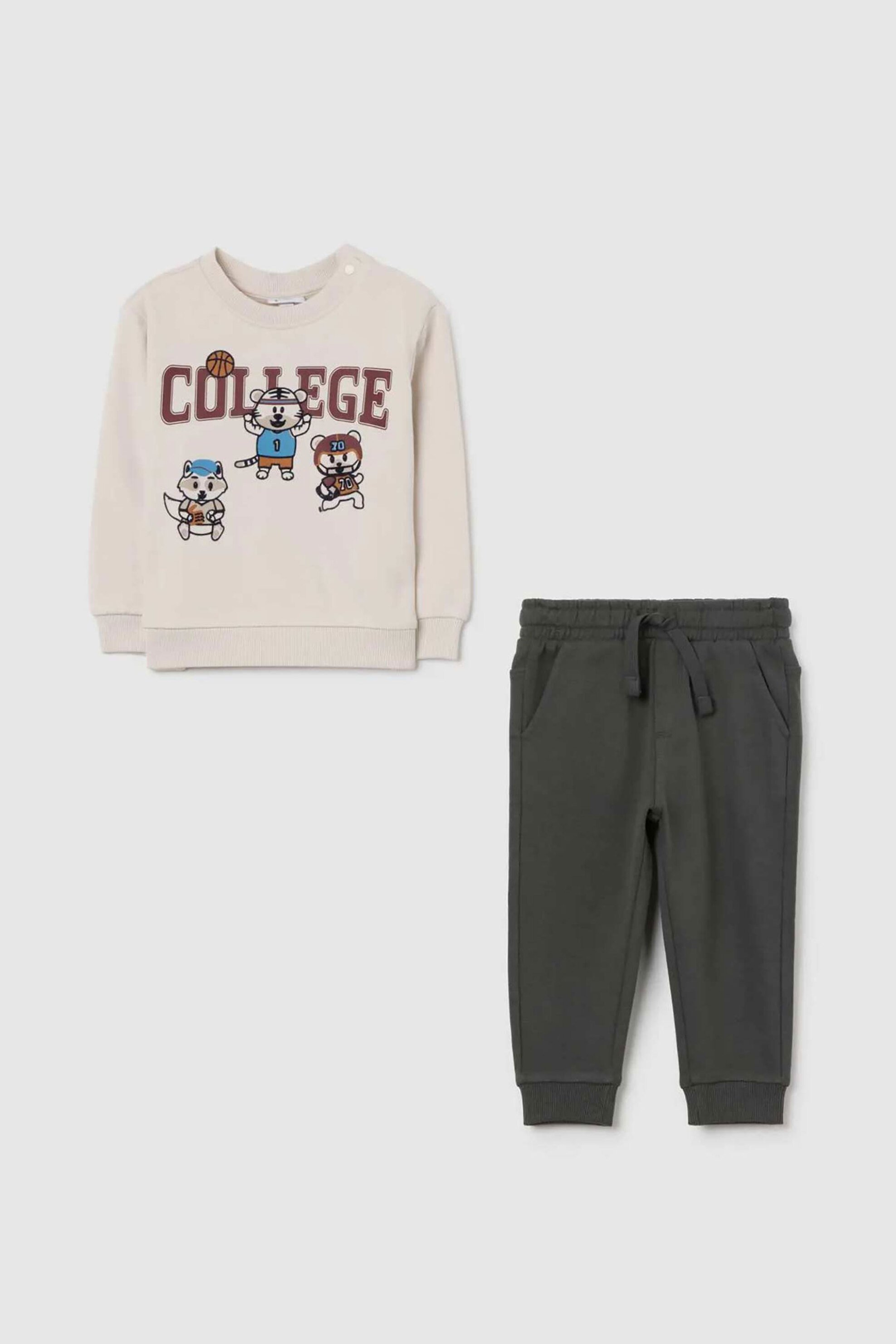 OVS βρεφικό σετ μπλούζα φούτερ με παντελόνι φόρμας Regular Fit (2 τεμάχια) - 002475596 Εκρού
