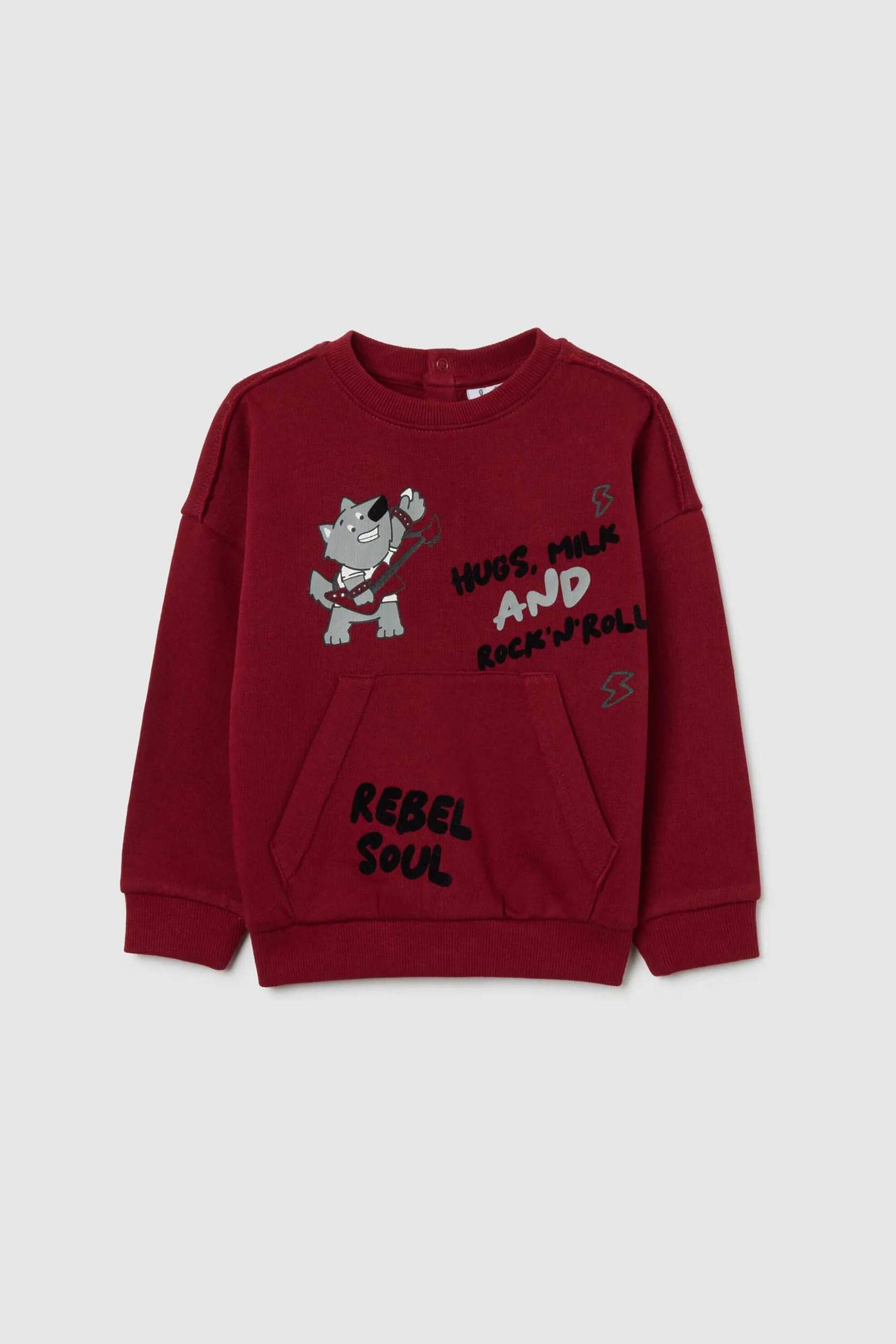 OVS βρεφική μπλούζα φούτερ με print Regular Fit - 002458613 Κόκκινο