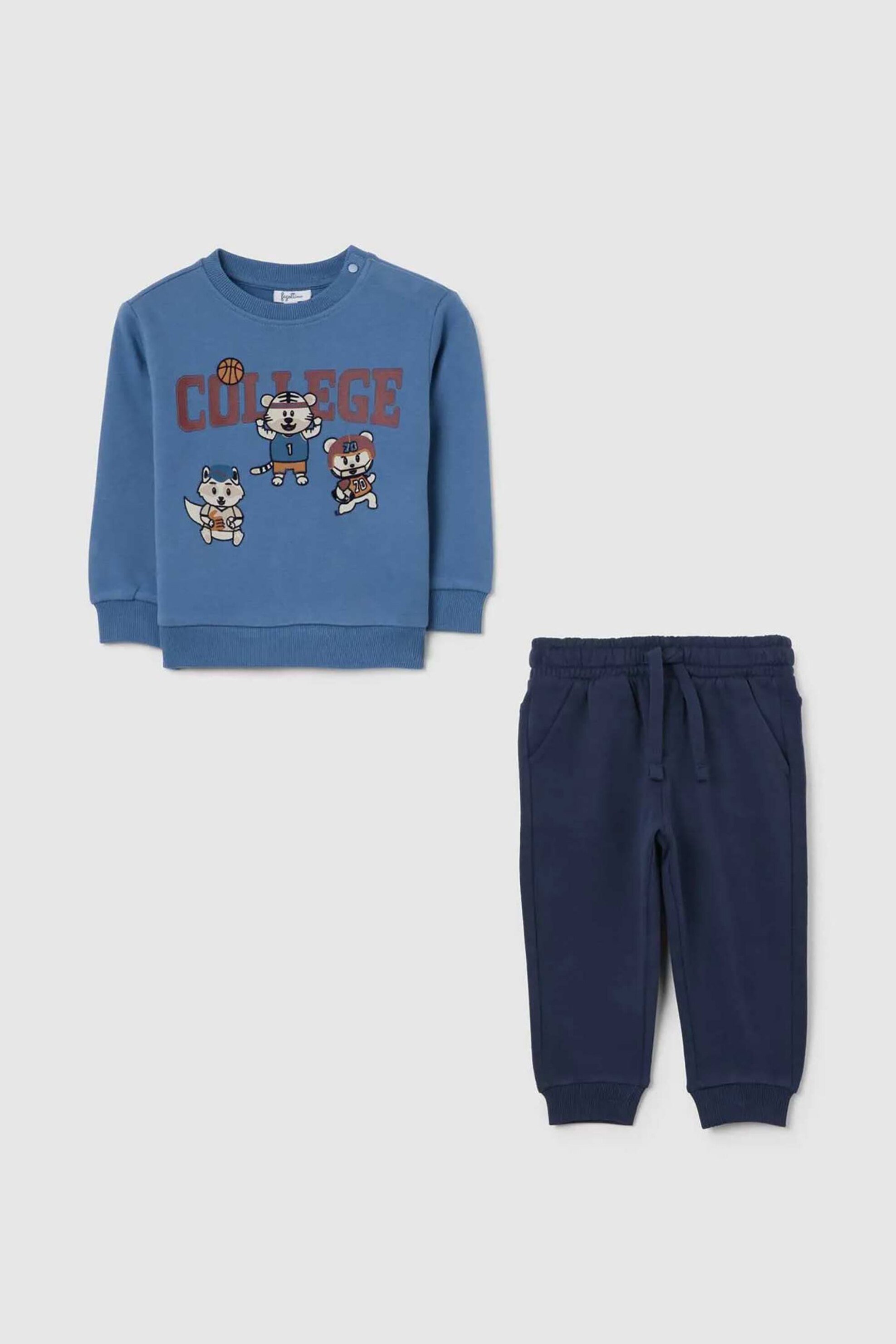 OVS βρεφικό σετ μπλούζα φούτερ με παντελόνι φόρμας Regular Fit (2 τεμάχια) - 002475601 Μπλε