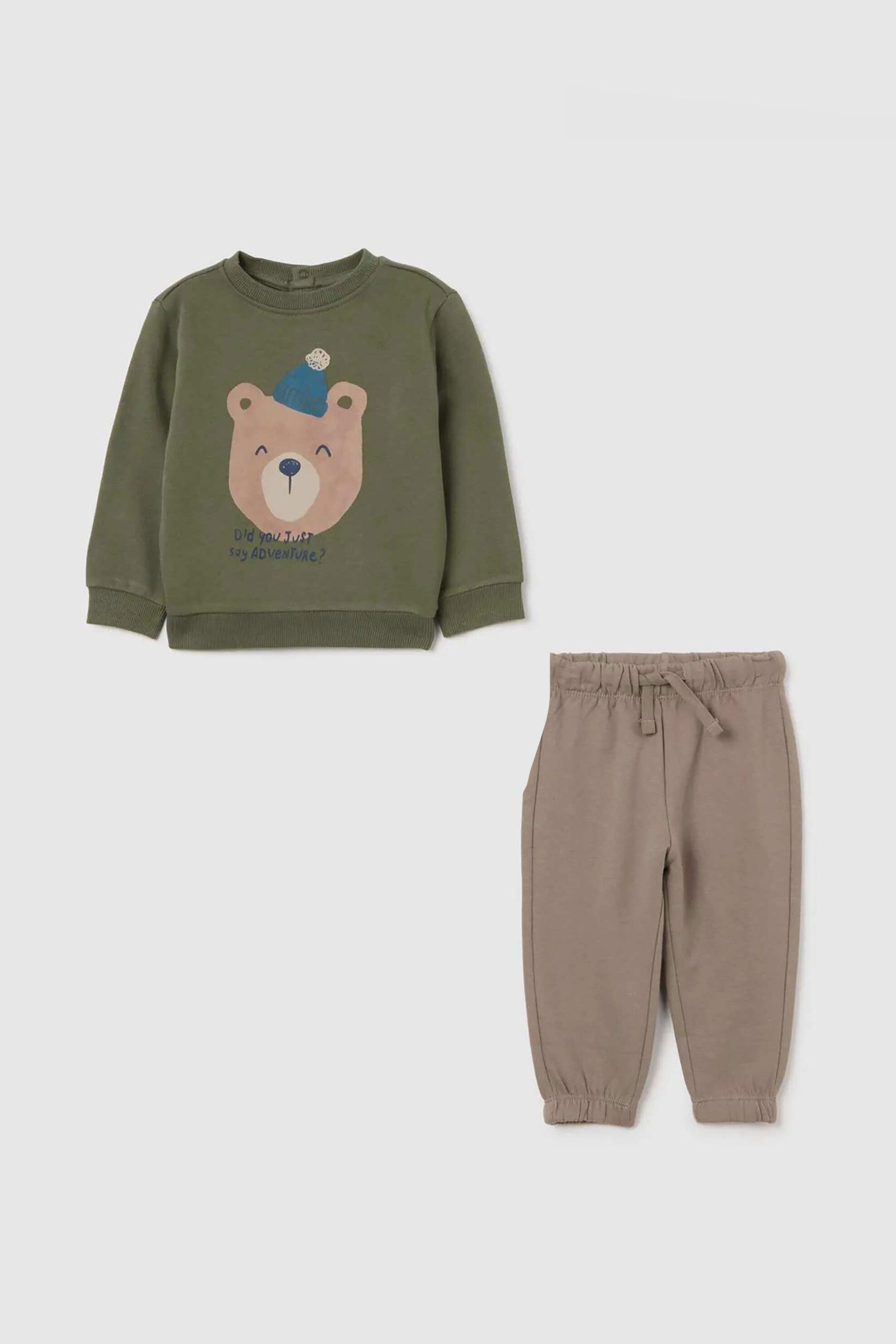 OVS βρεφικό σετ μπλούζα φούτερ με παντελόνι φόρμας Regular Fit (2 τεμάχια) - 002479010 Κυπαρισσί